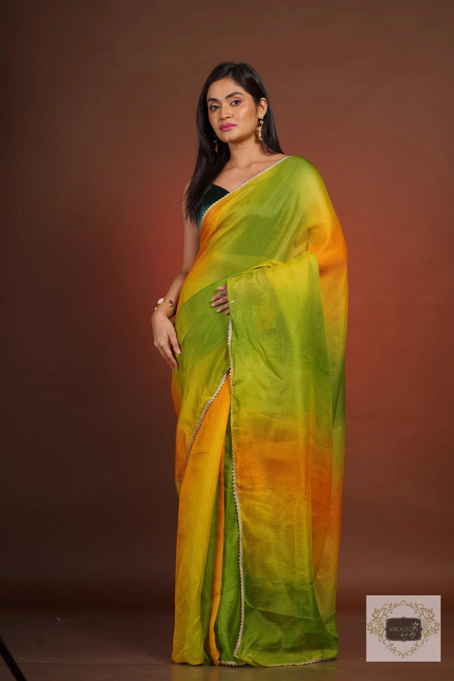 Mango Bite Ombré Kota Silk Saree kreationbykj