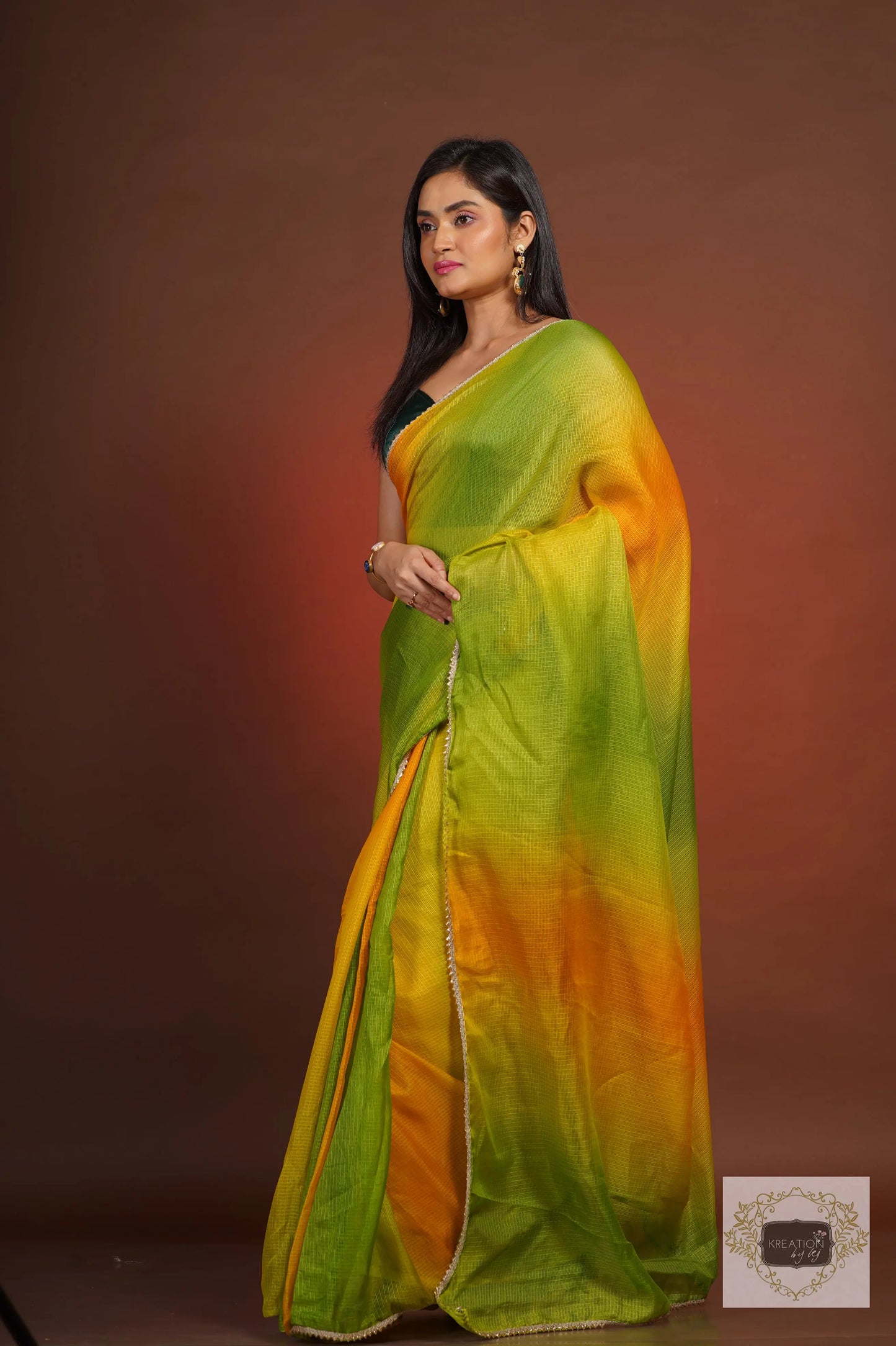 Mango Bite Ombré Kota Silk Saree kreationbykj