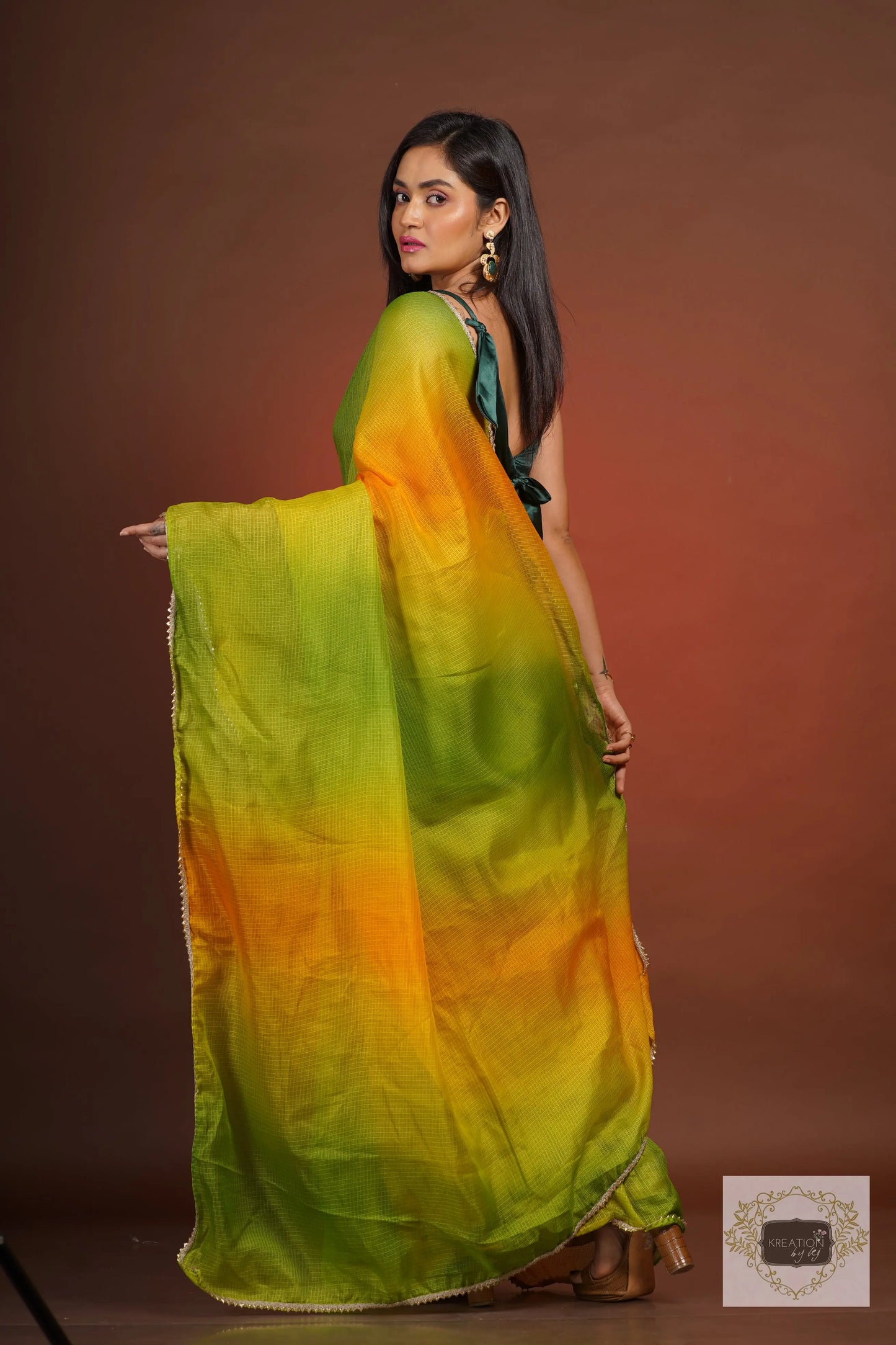 Mango Bite Ombré Kota Silk Saree kreationbykj