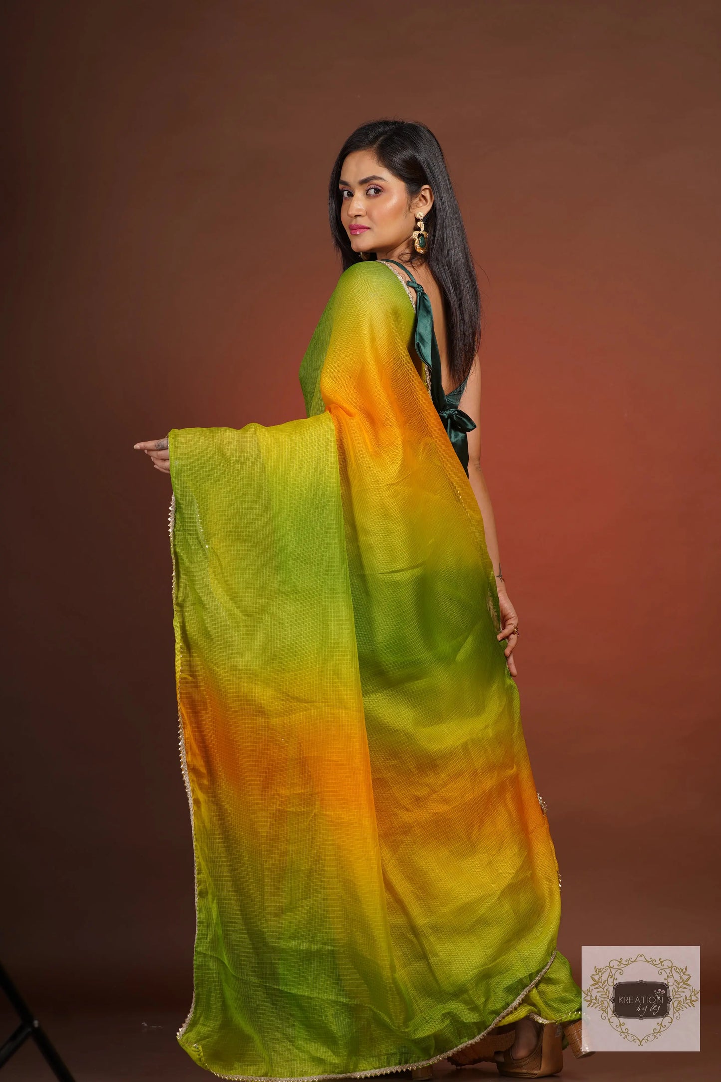 Mango Bite Ombré Kota Silk Saree kreationbykj