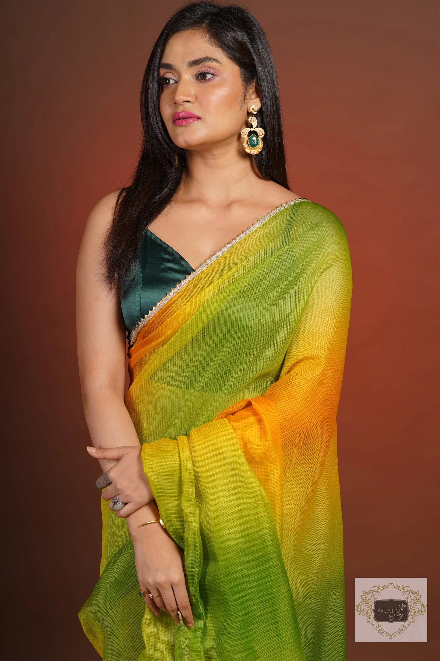 Mango Bite Ombré Kota Silk Saree kreationbykj