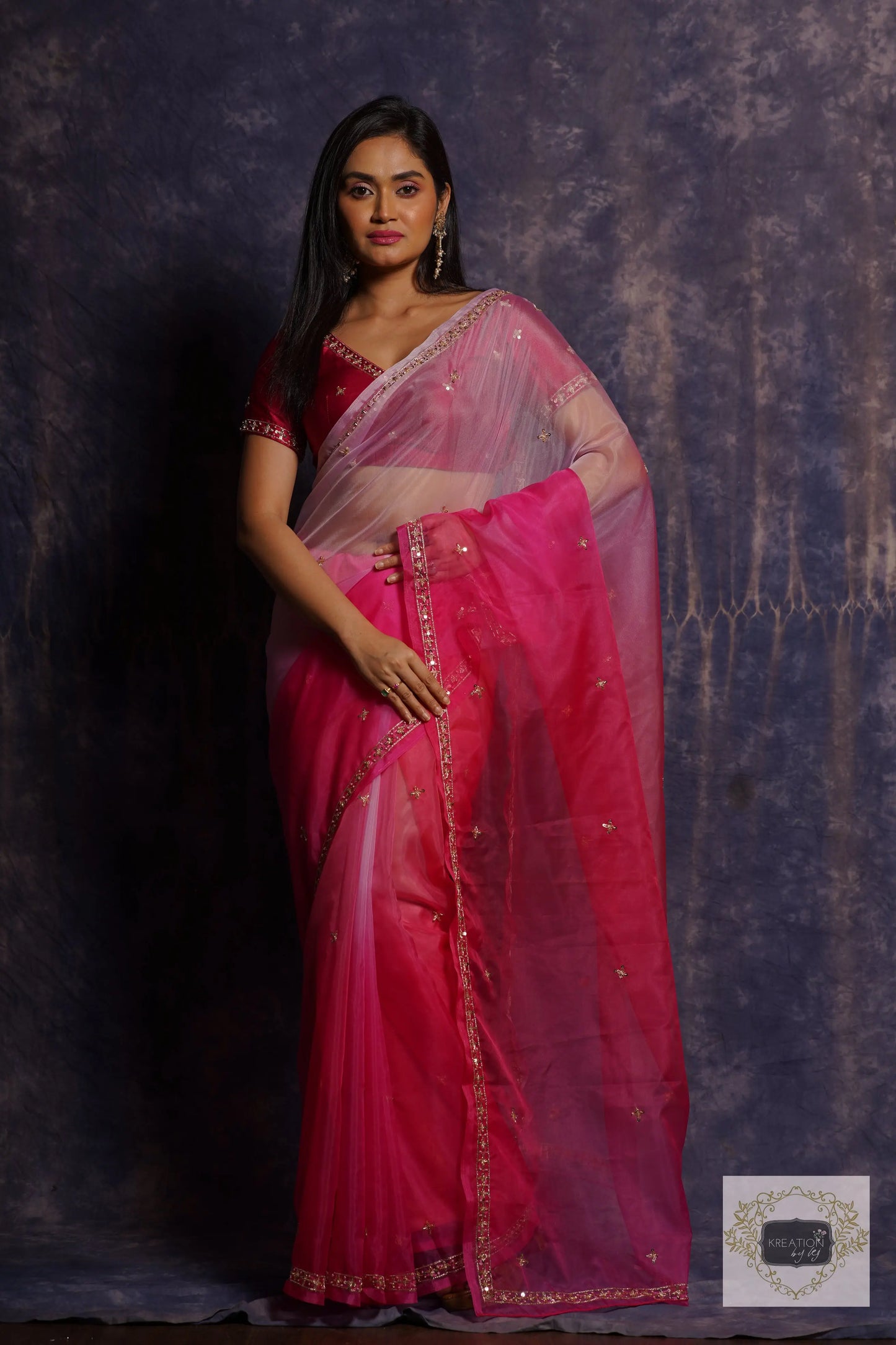 Malibu Ombré Hand Embroidered Saree kreationbykj