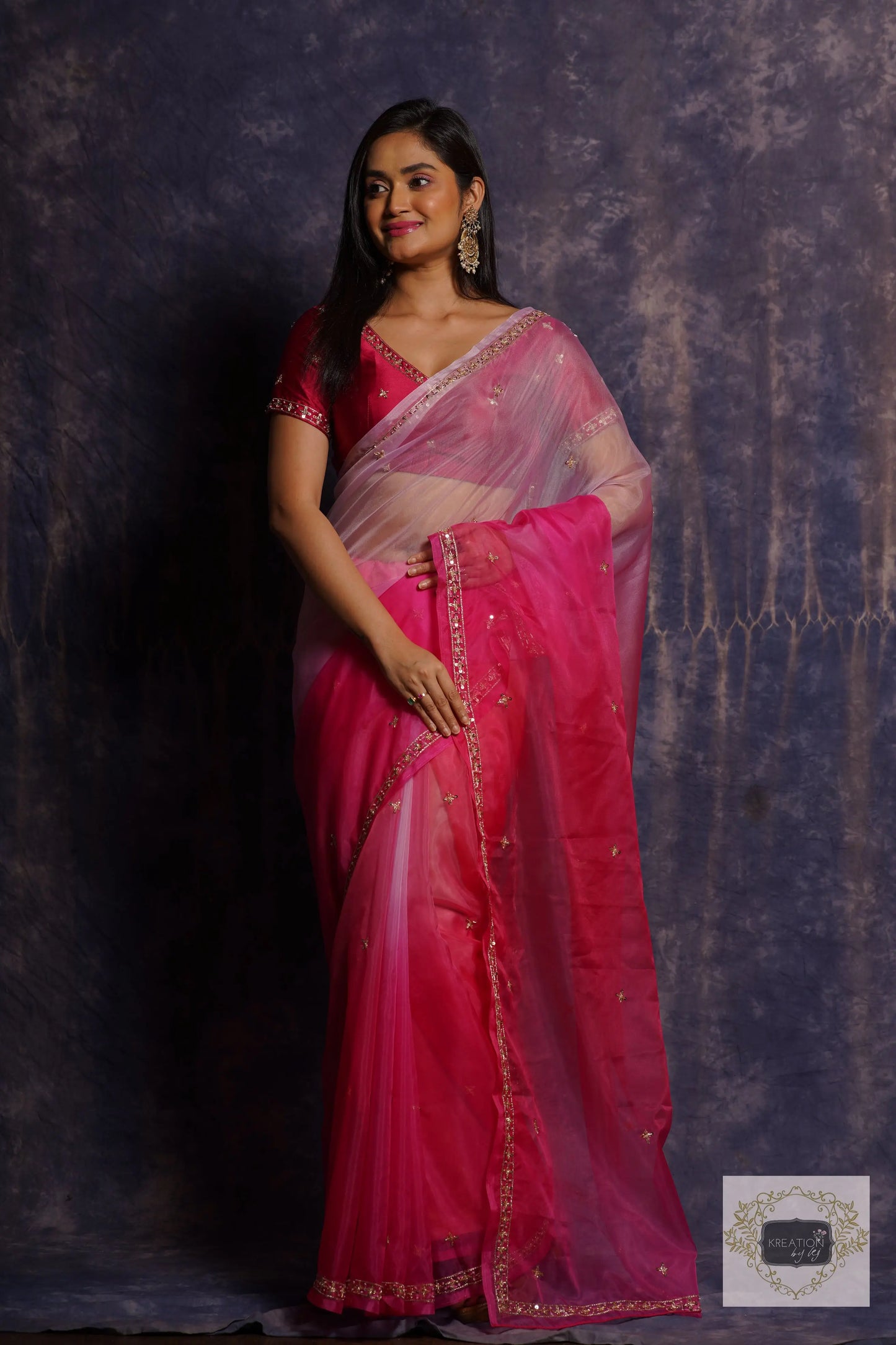Malibu Ombré Hand Embroidered Saree kreationbykj