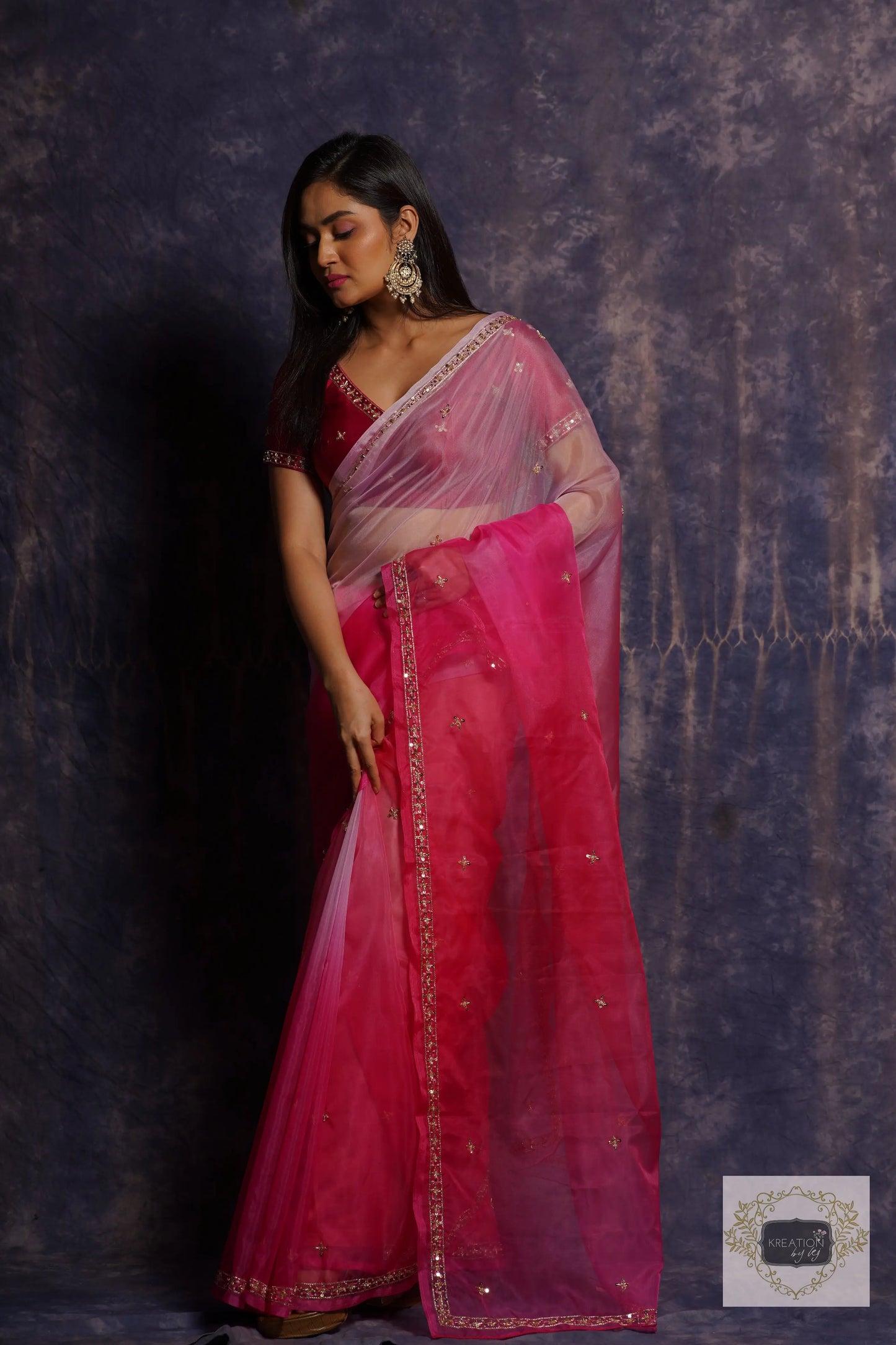 Malibu Ombré Hand Embroidered Saree kreationbykj