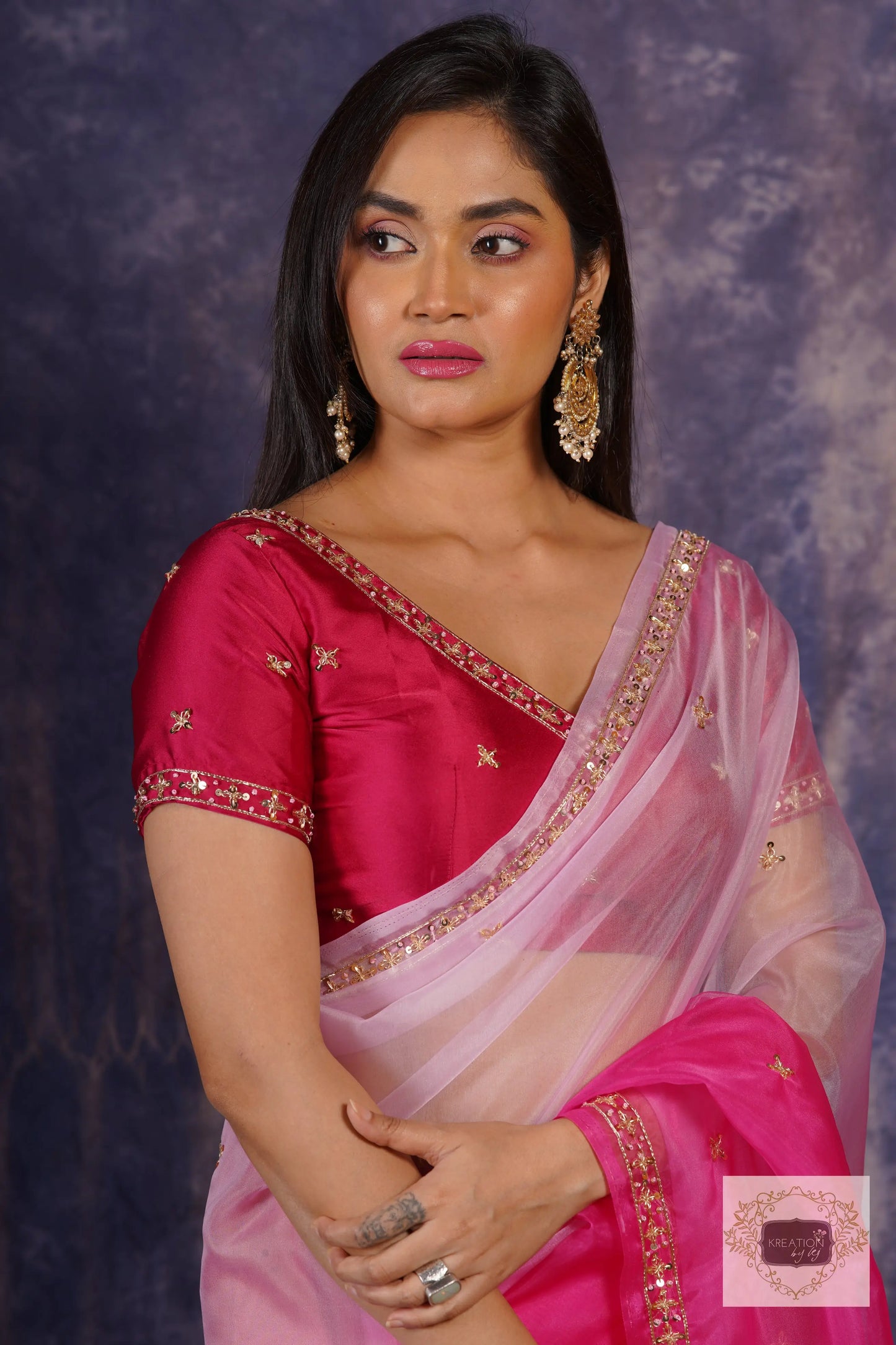 Malibu Ombré Hand Embroidered Saree kreationbykj