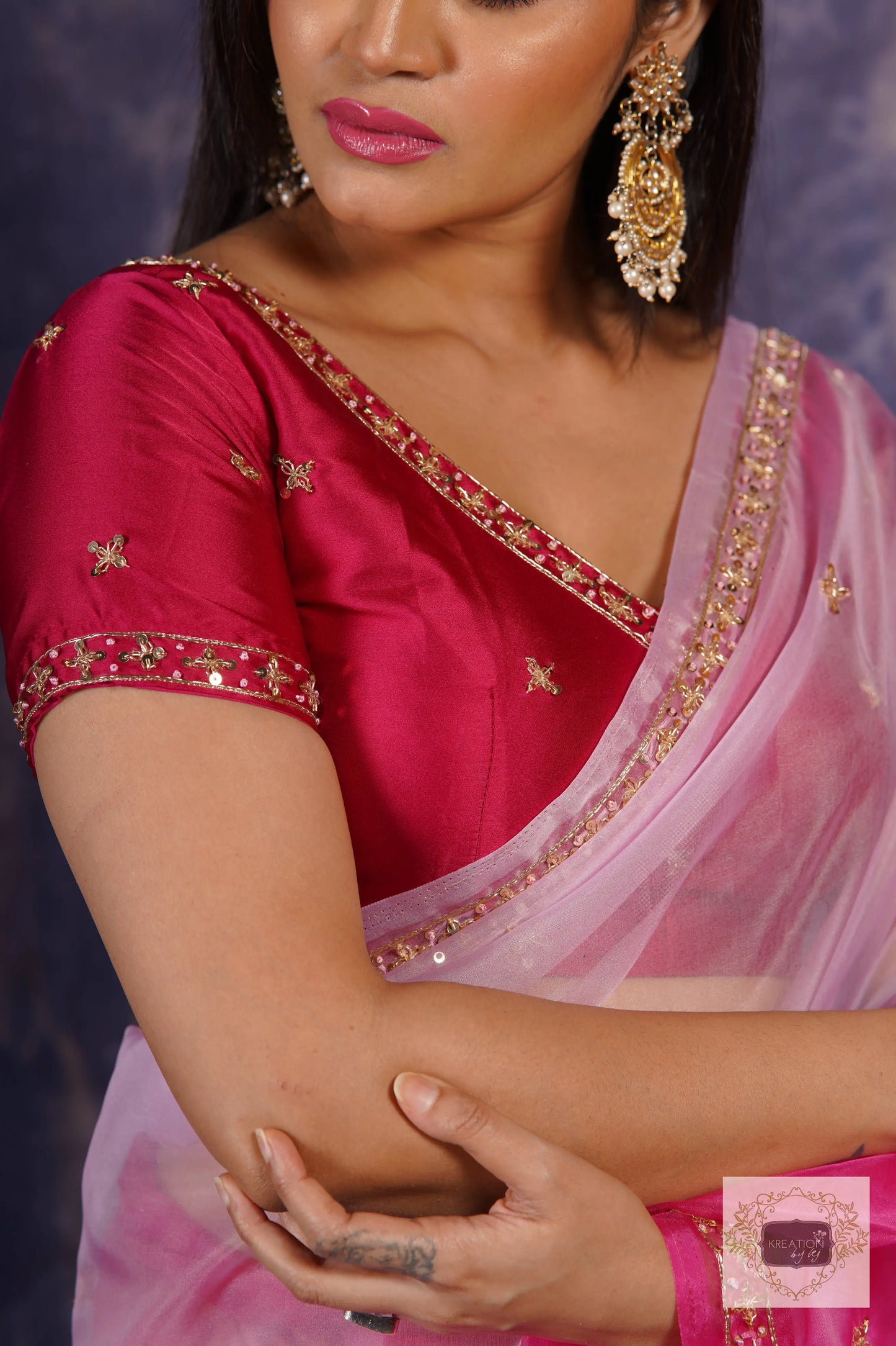 Malibu Ombré Hand Embroidered Saree kreationbykj