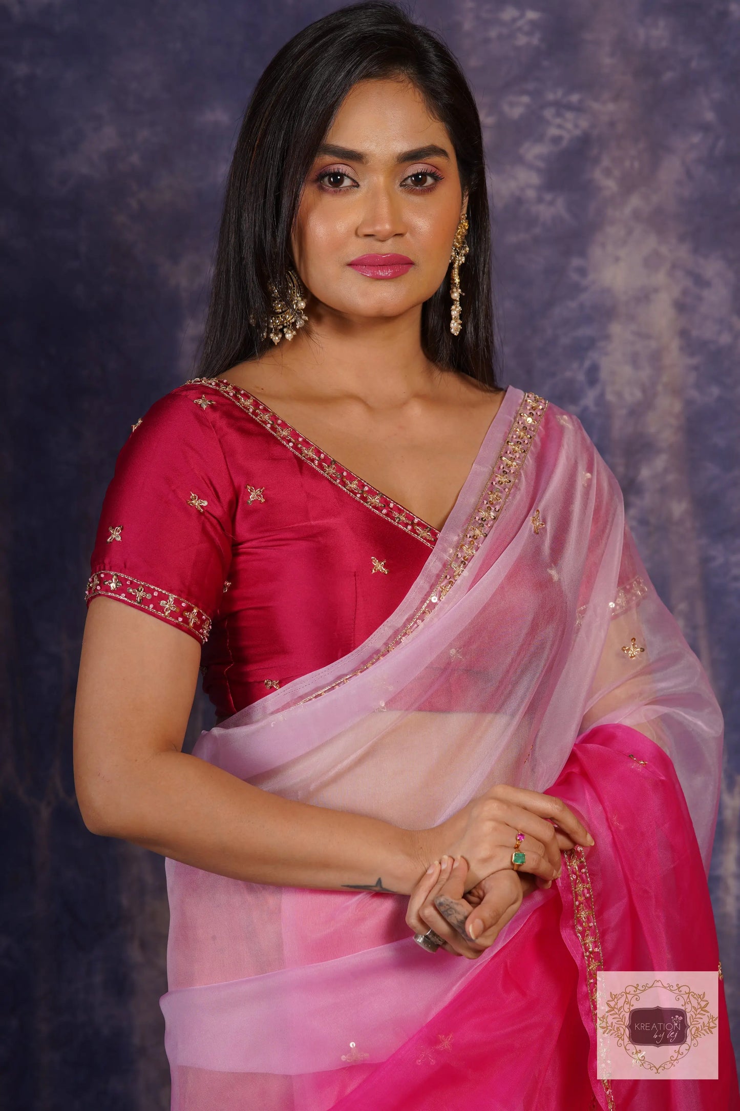 Malibu Ombré Hand Embroidered Saree kreationbykj