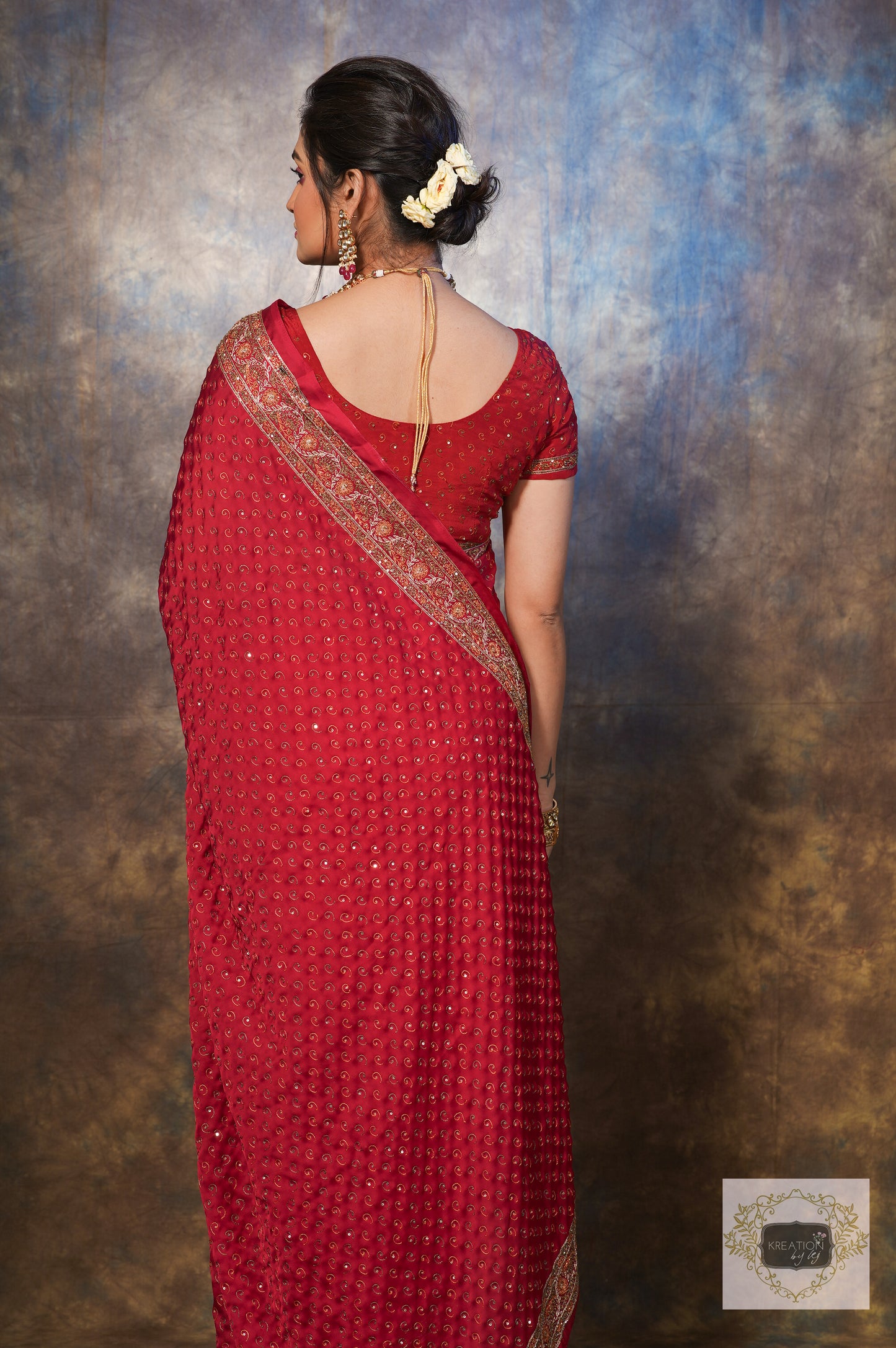 Riwayat Maroon Handembroidered Saree