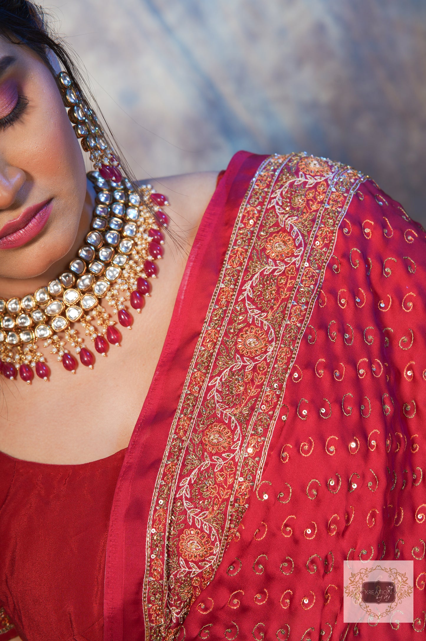 Riwayat Maroon Handembroidered Saree