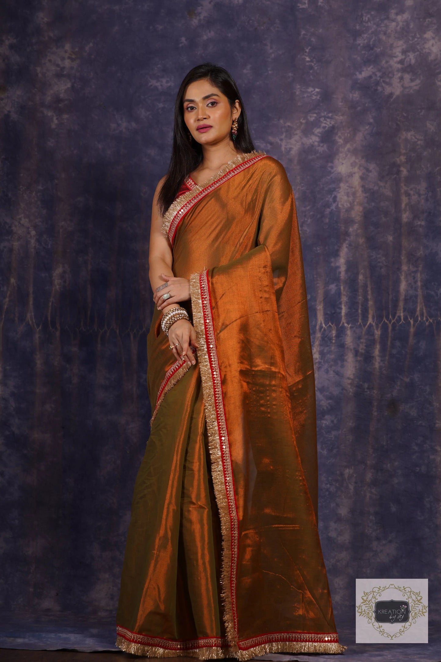 Raisin Brown Banno Saree kreationbykj