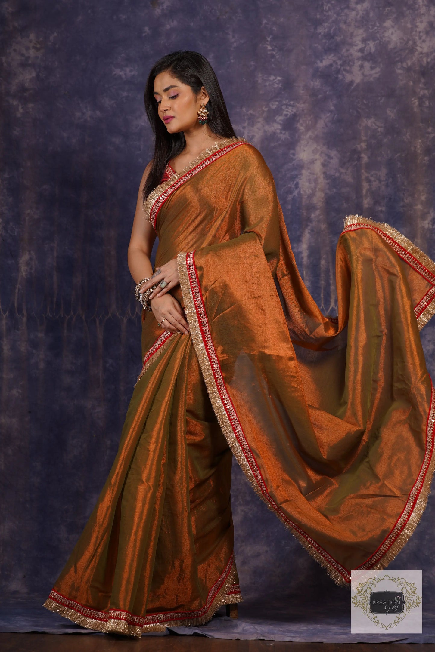Raisin Brown Banno Saree kreationbykj