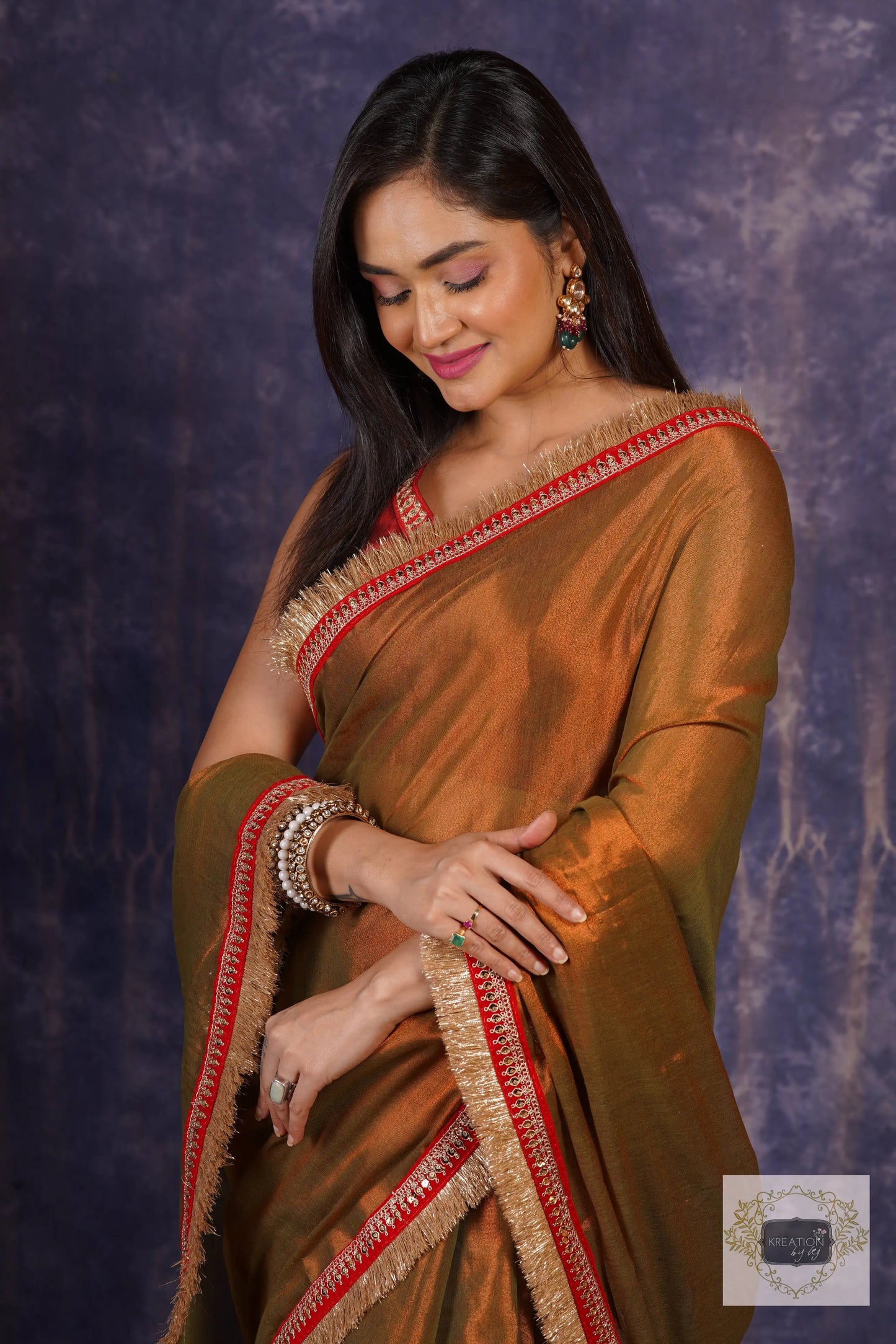 Raisin Brown Banno Saree kreationbykj