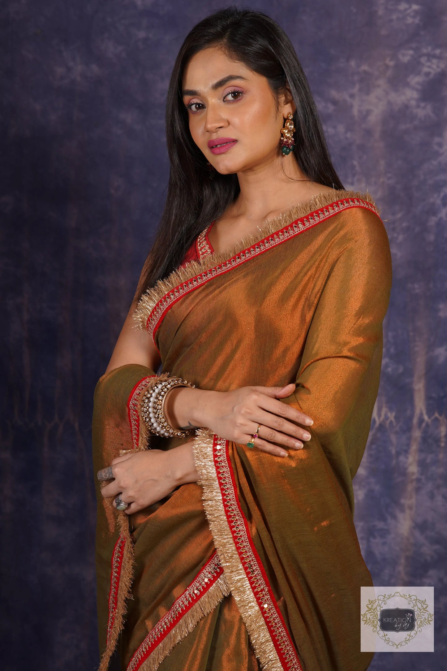 Raisin Brown Banno Saree kreationbykj