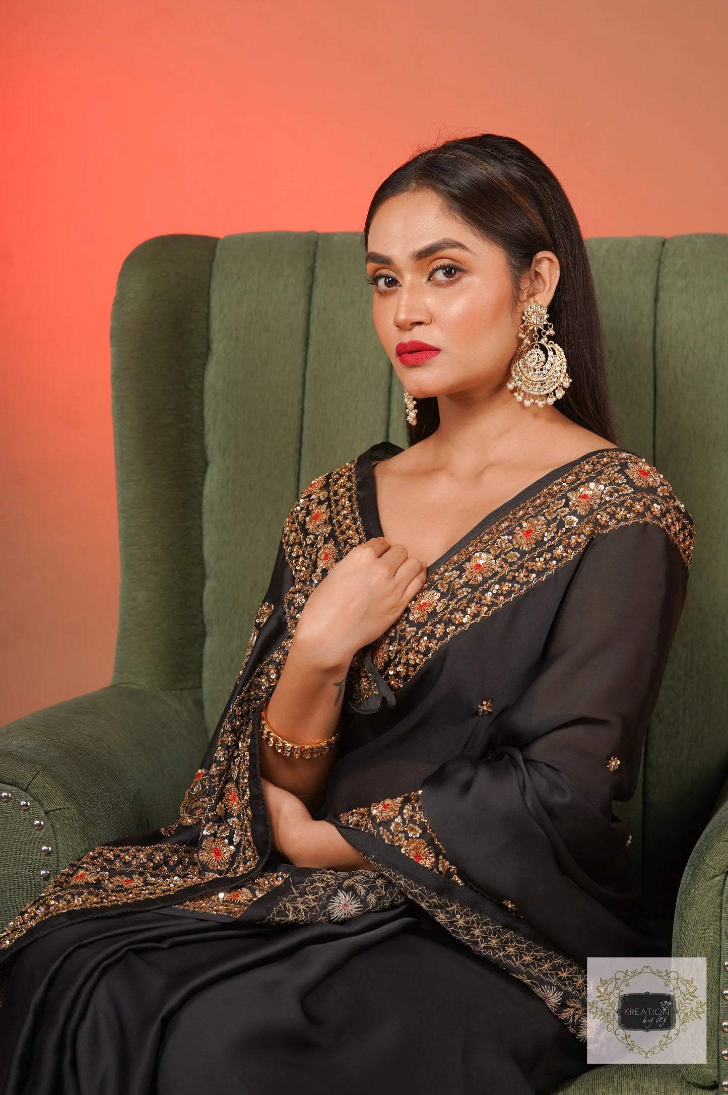 Black Prajoti Crepe Silk Saree kreationbykj