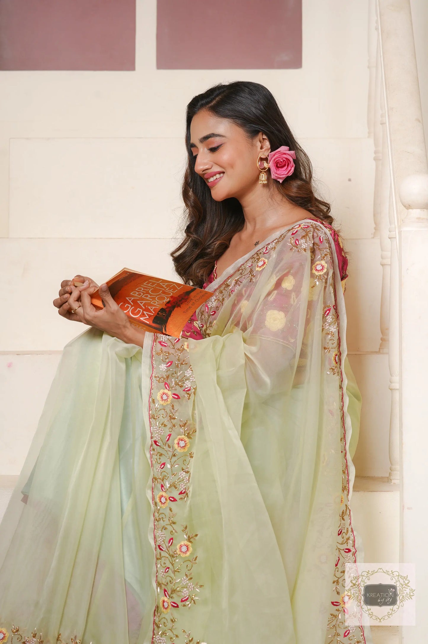 Mint Green Pankhuri Saree kreationbykj