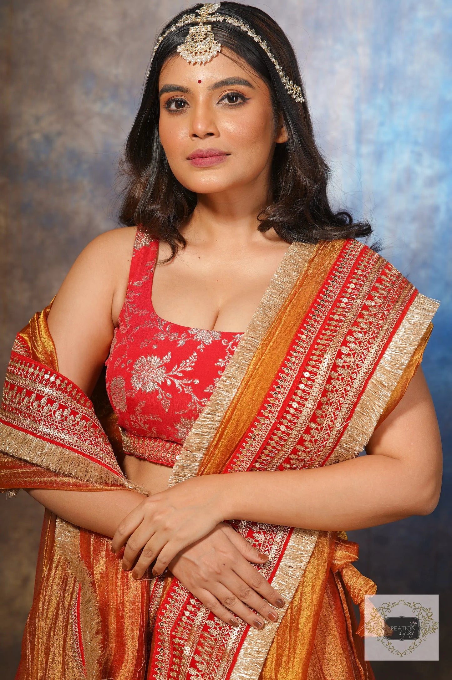 Fiery Gold Zari Tissue Lehenga Set kreationbykj
