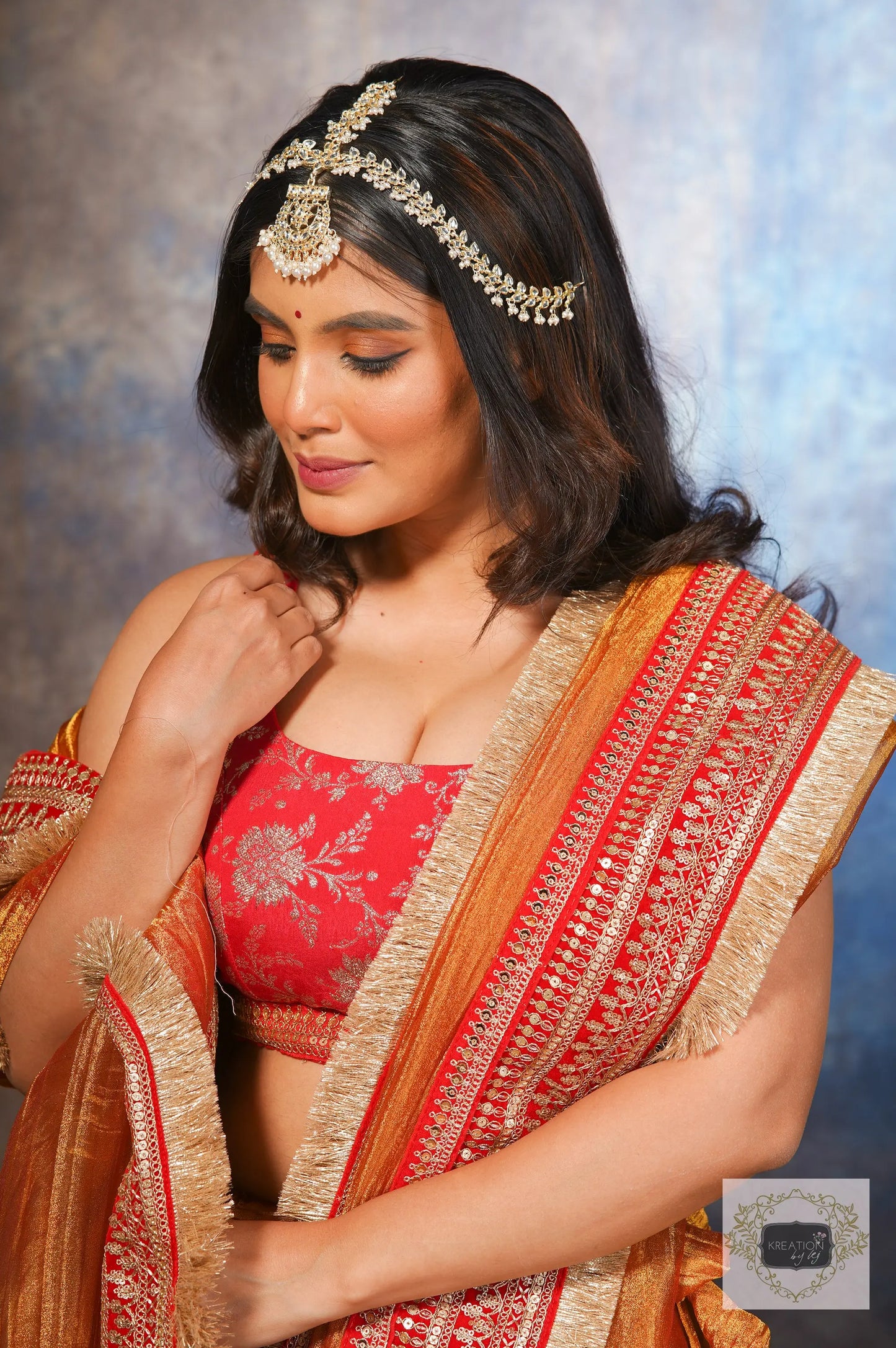 Fiery Gold Zari Tissue Lehenga Set kreationbykj