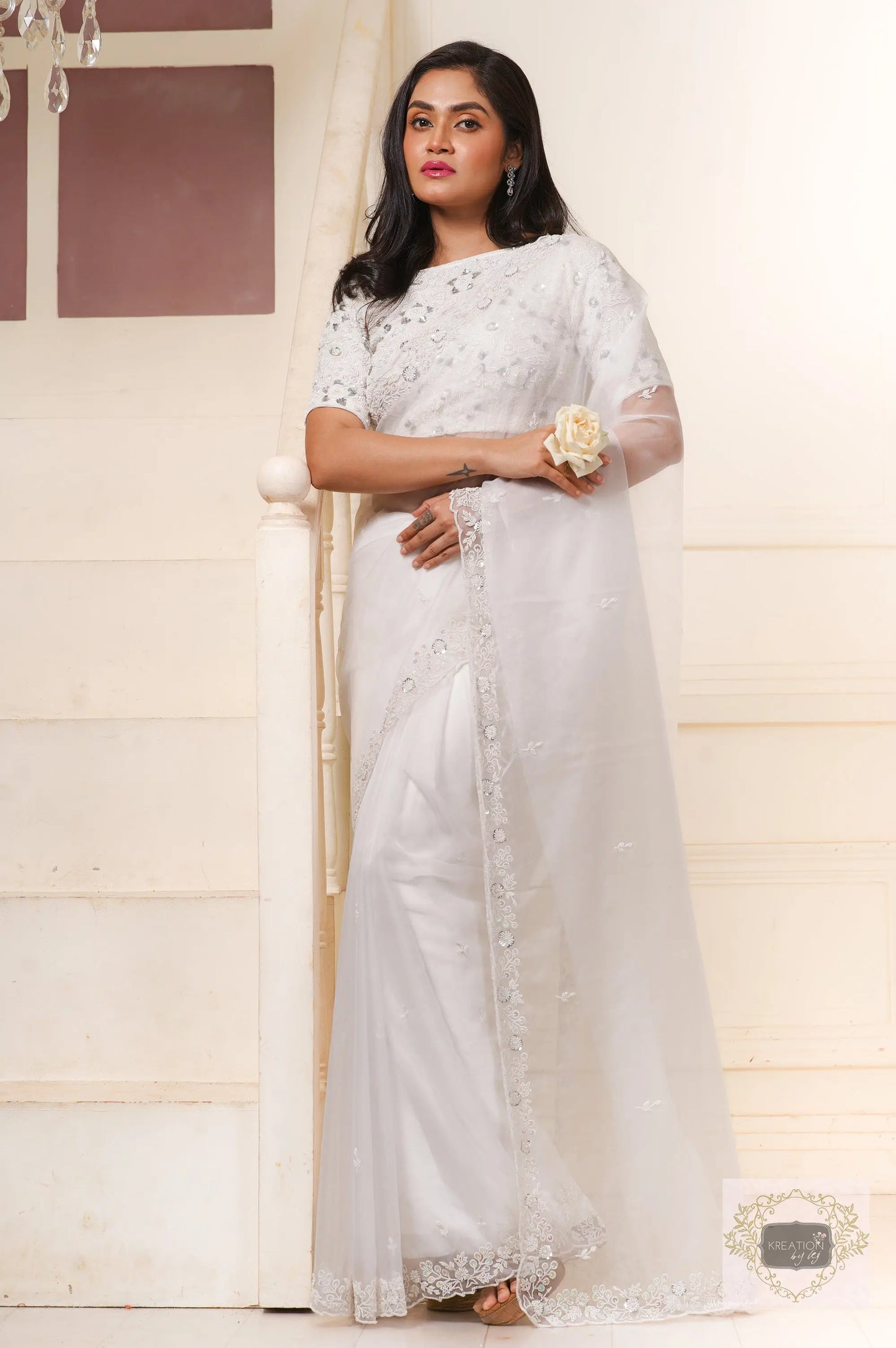 Hansini Handembroidered Organza Saree kreationbykj
