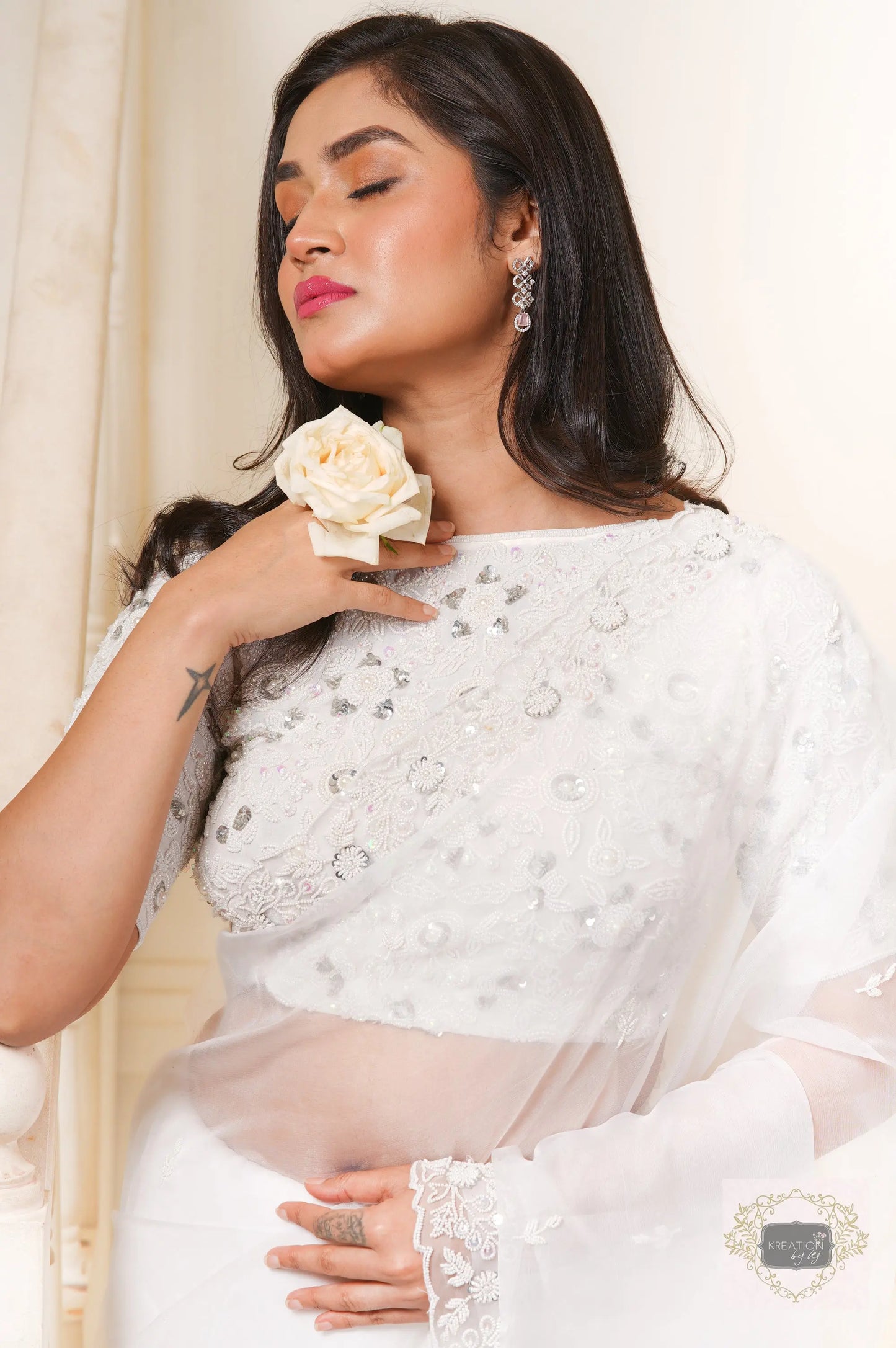 Hansini Handembroidered Organza Saree kreationbykj
