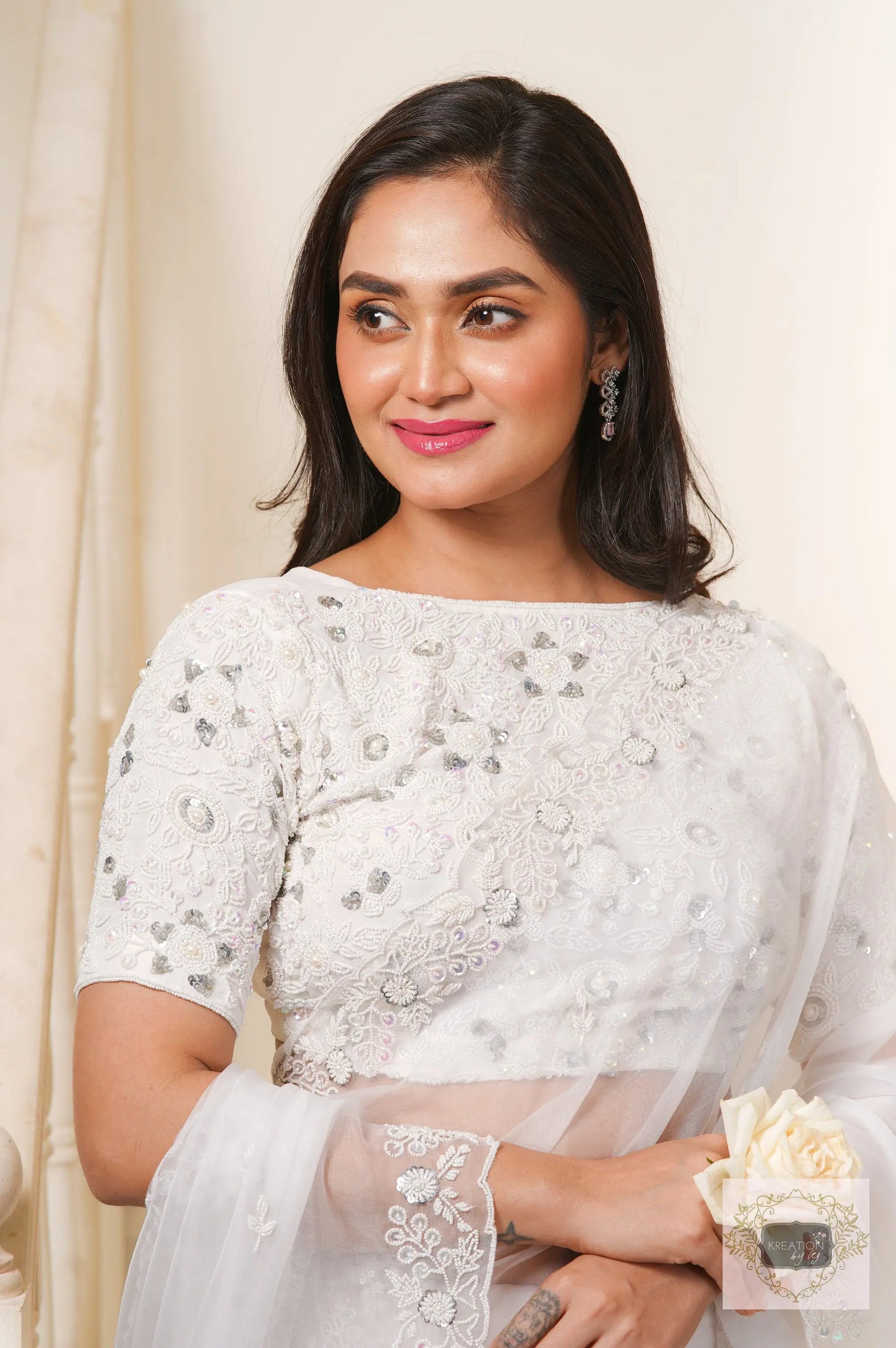 Hansini Handembroidered Organza Saree kreationbykj