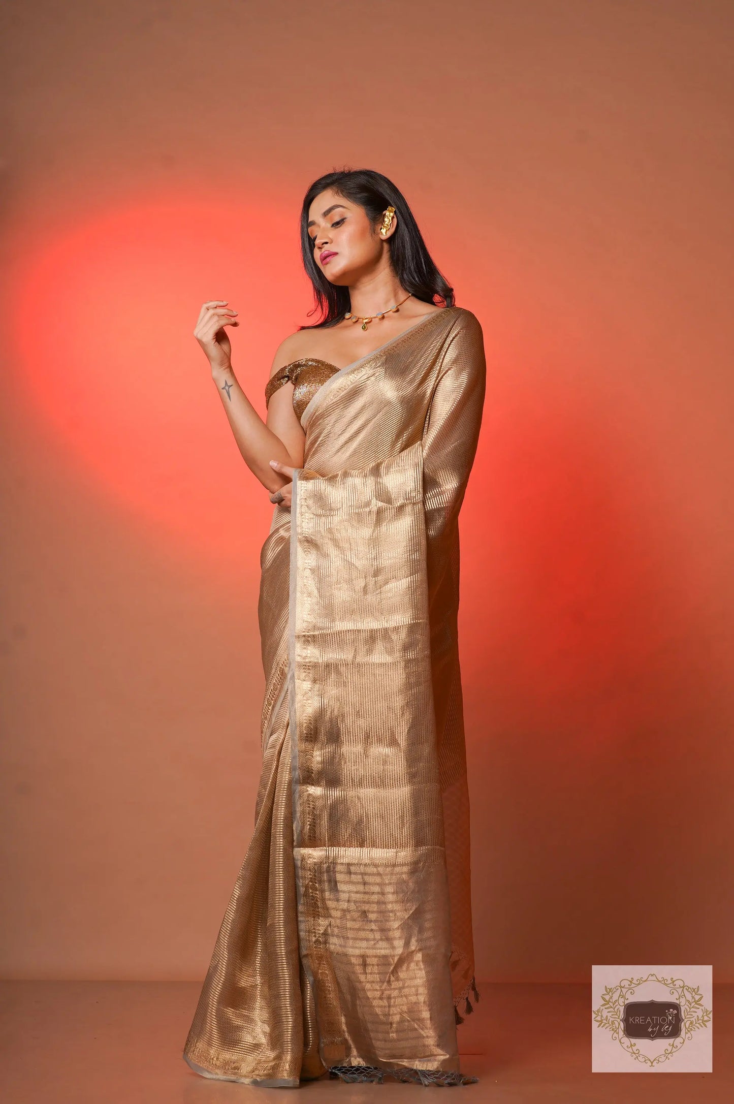 Glam Pure Tissue Banarasi Saree kreationbykj