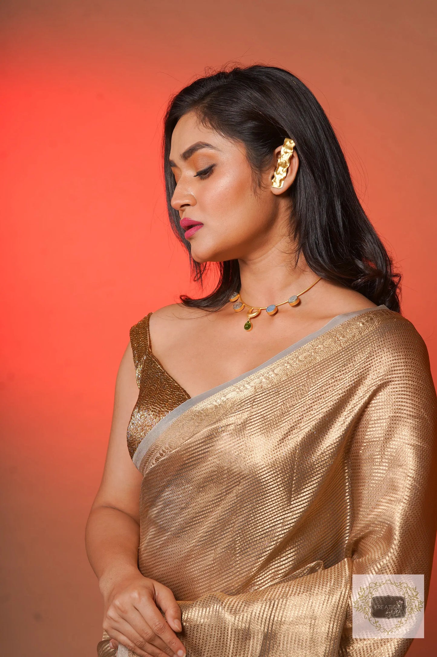 Glam Pure Tissue Banarasi Saree kreationbykj