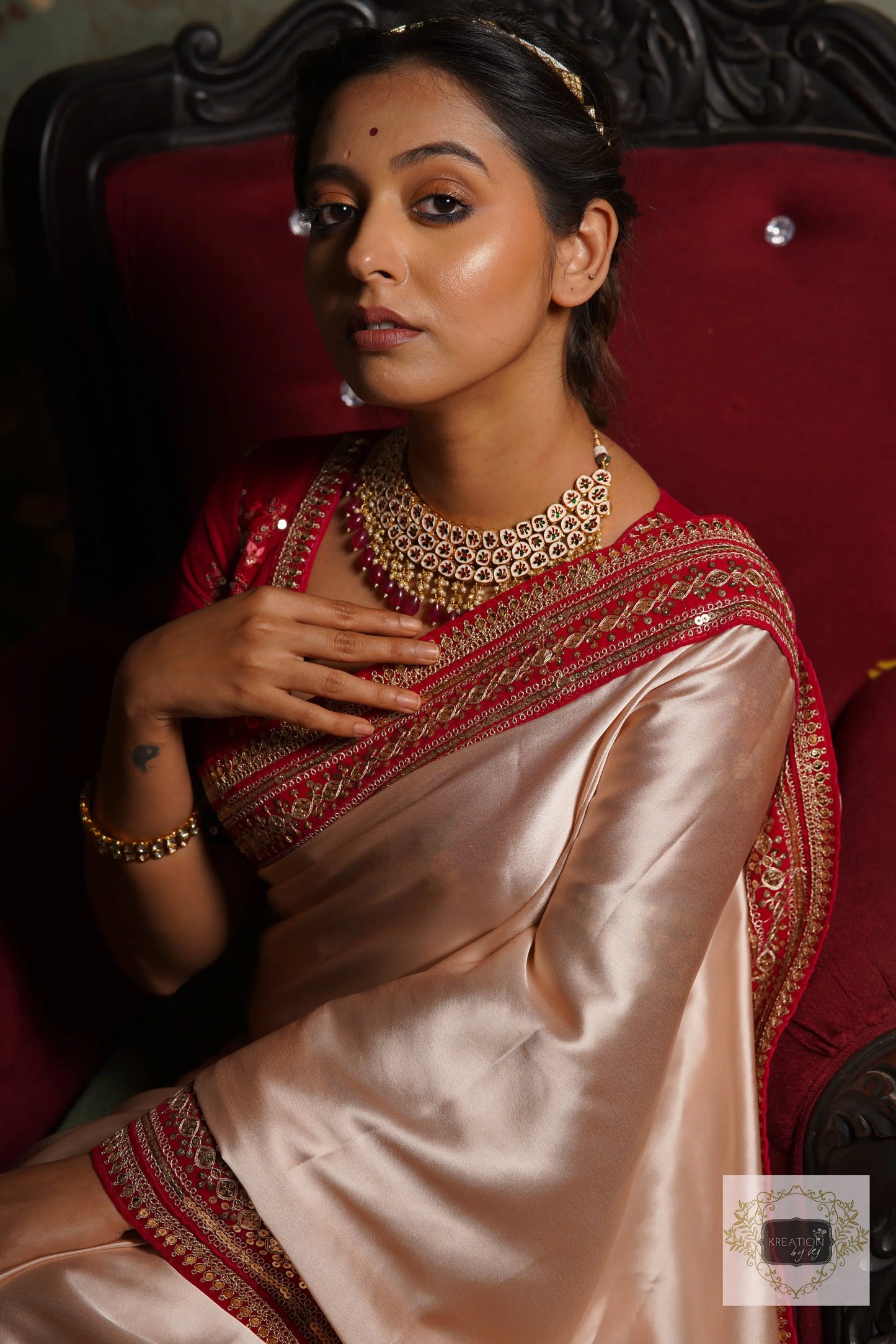 Ranisa Satin Saree with Border-Agomoni kreationbykj