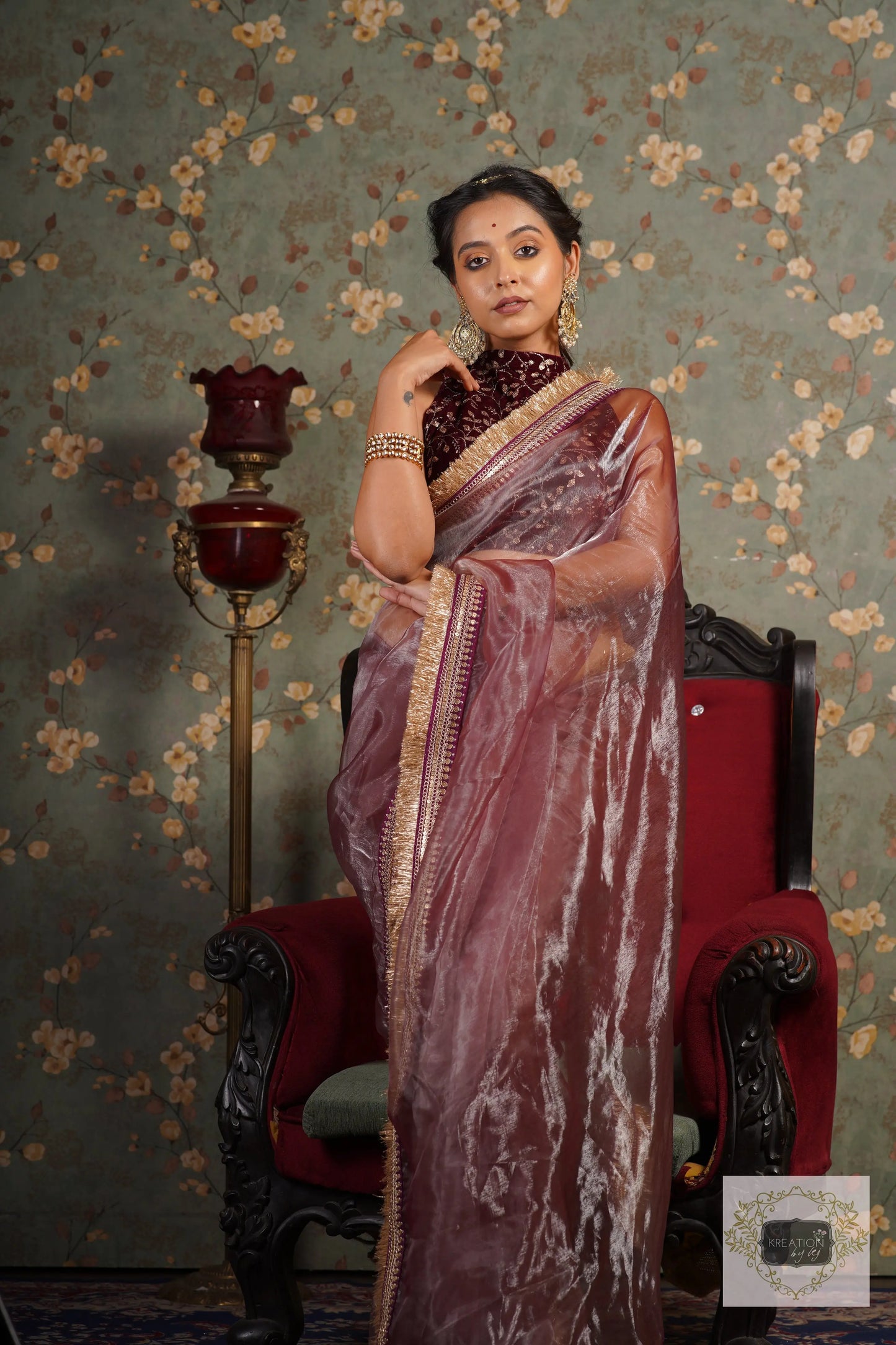 Coke Glass Tissue Banno Saree kreationbykj
