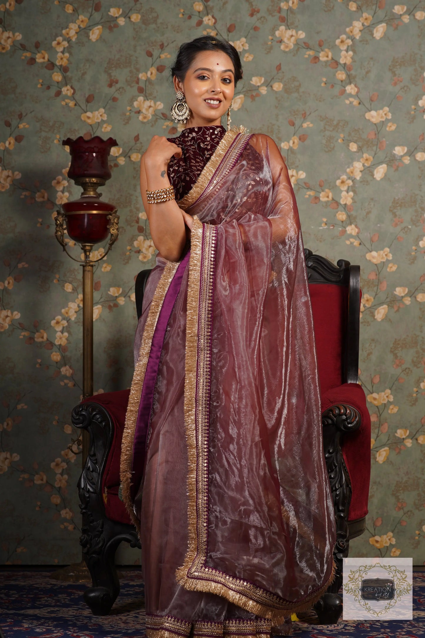 Coke Glass Tissue Banno Saree kreationbykj