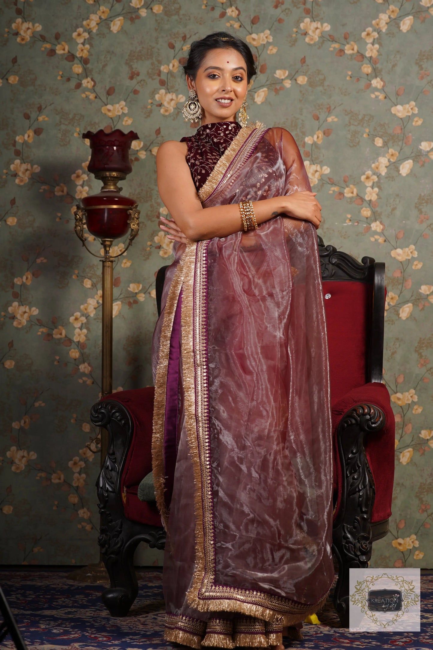 Coke Glass Tissue Banno Saree kreationbykj