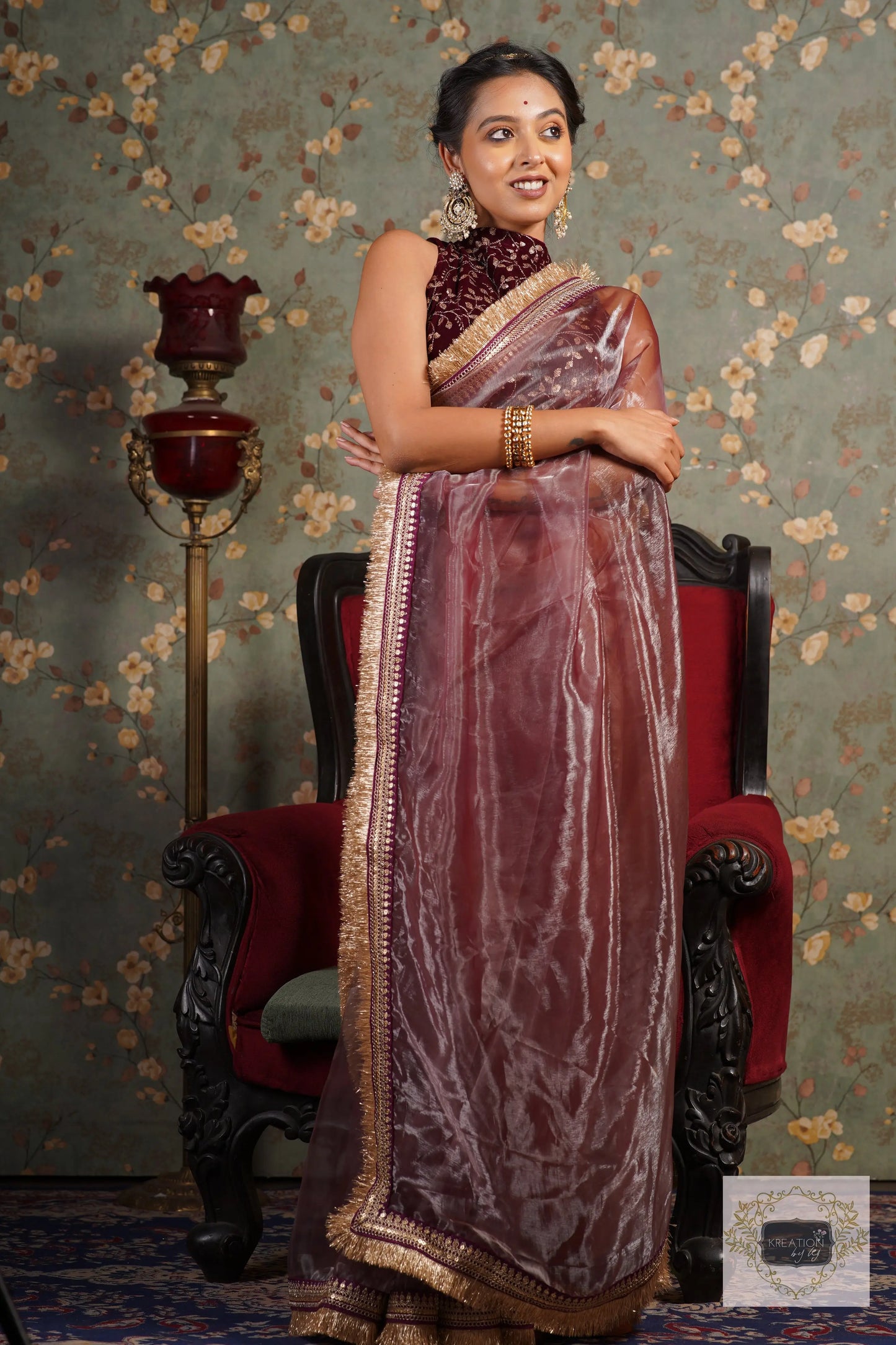 Coke Glass Tissue Banno Saree kreationbykj
