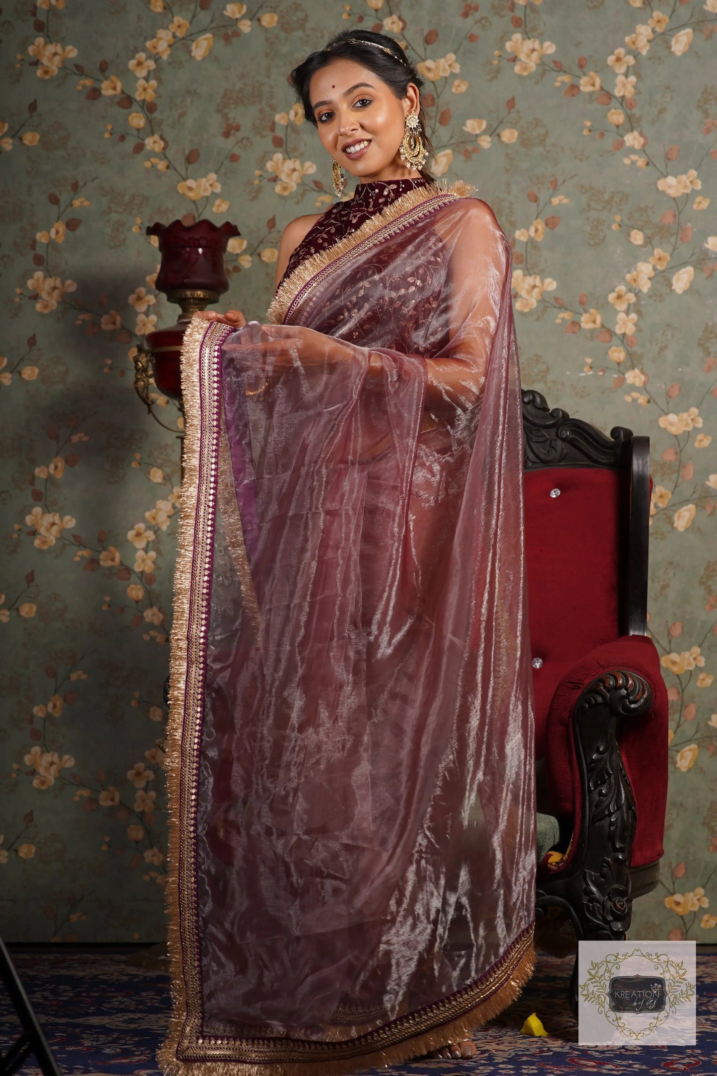 Coke Glass Tissue Banno Saree kreationbykj