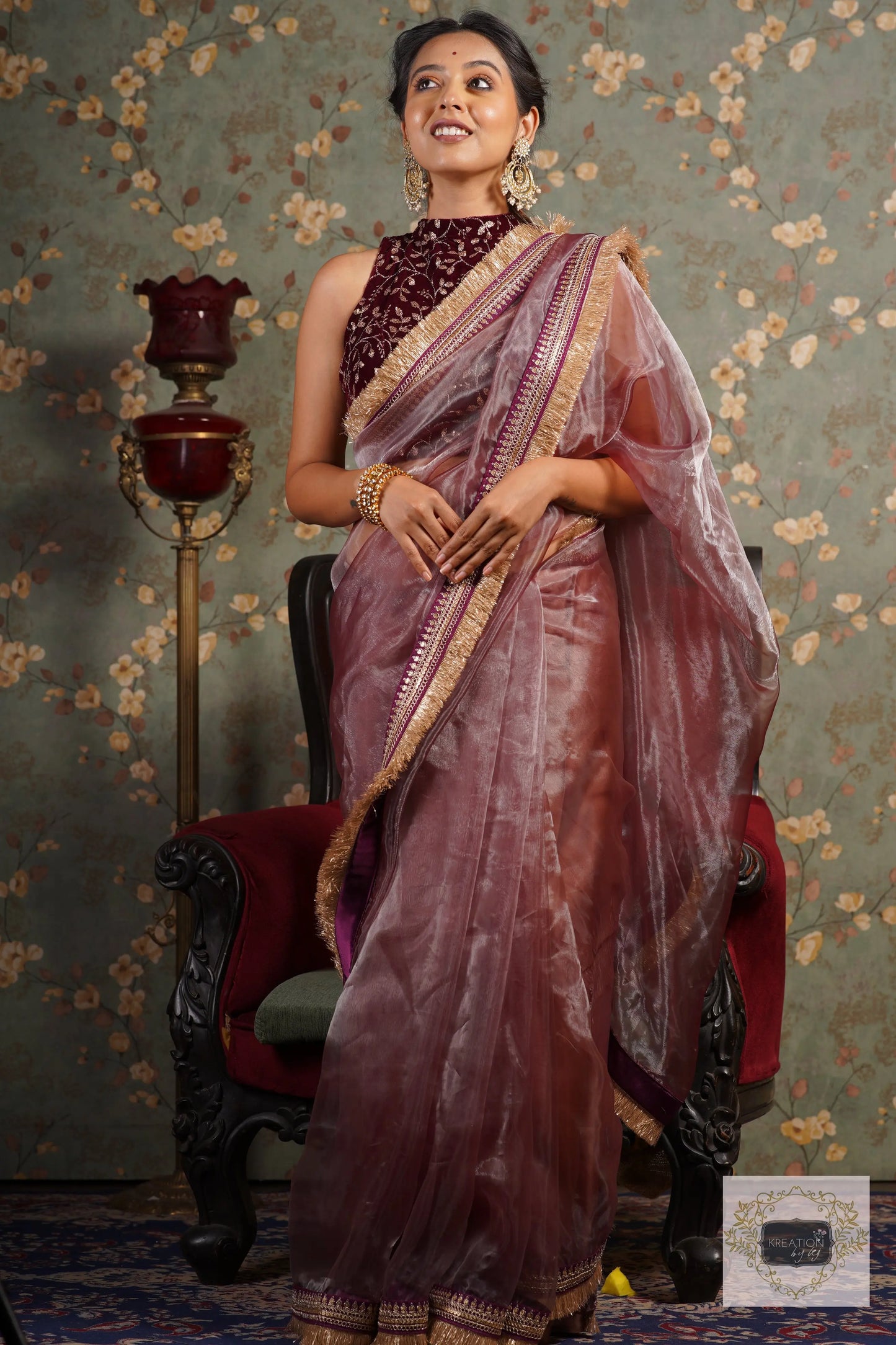 Coke Glass Tissue Banno Saree kreationbykj