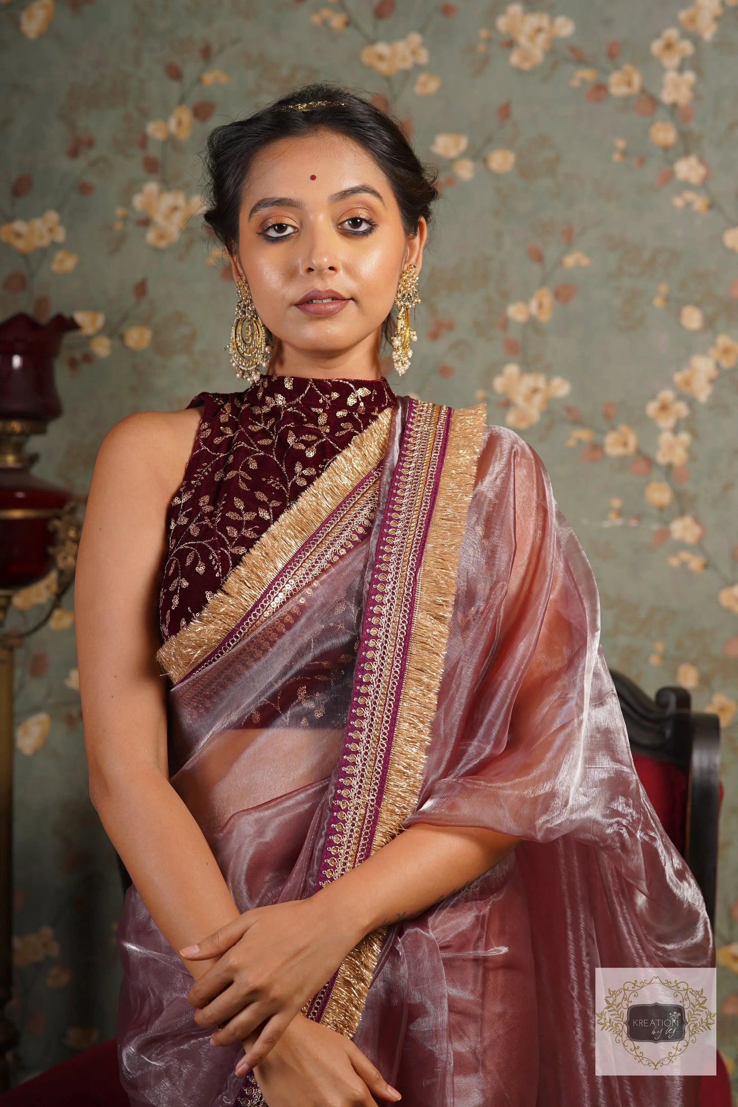 Coke Glass Tissue Banno Saree kreationbykj