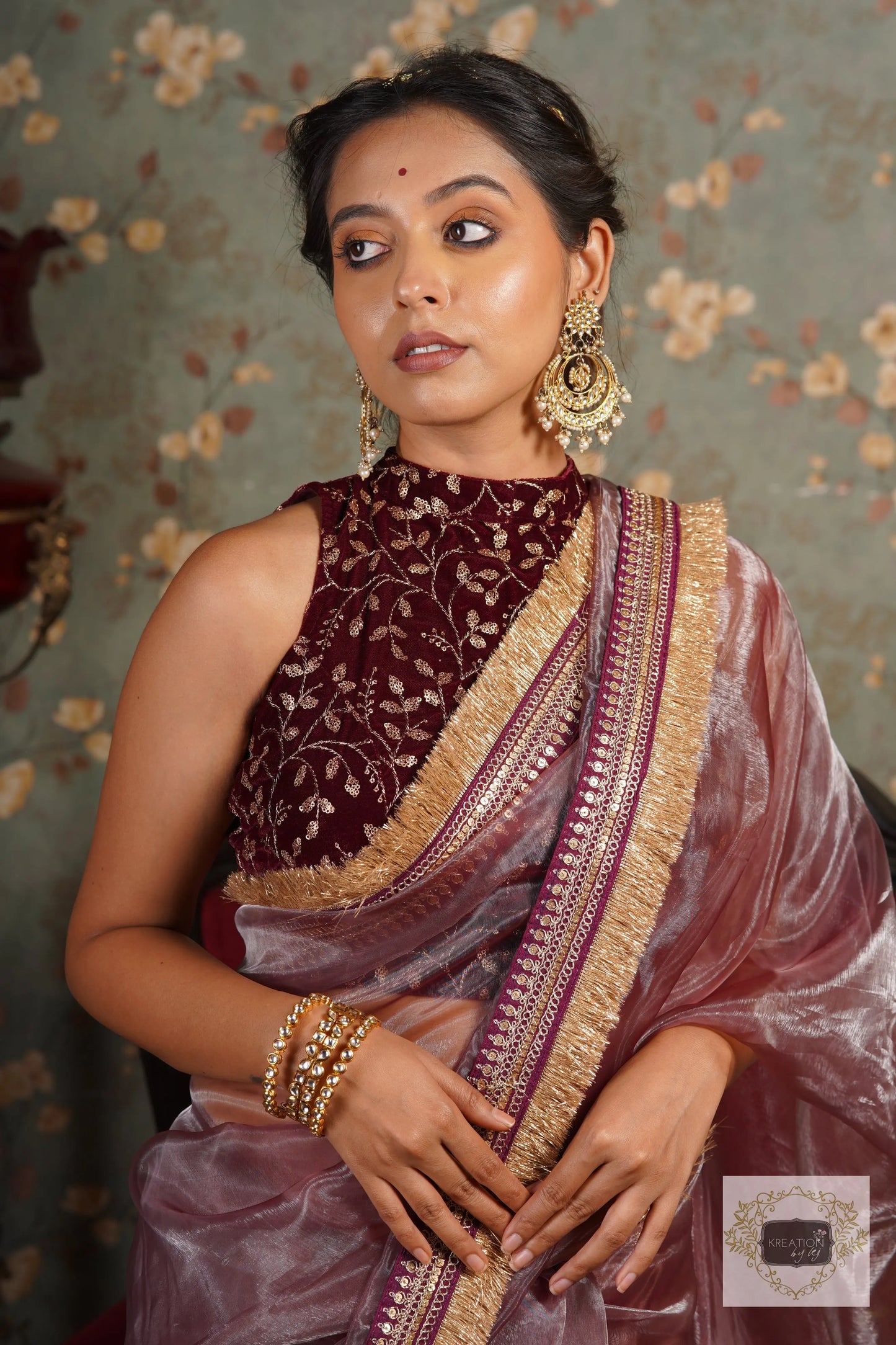 Coke Glass Tissue Banno Saree kreationbykj