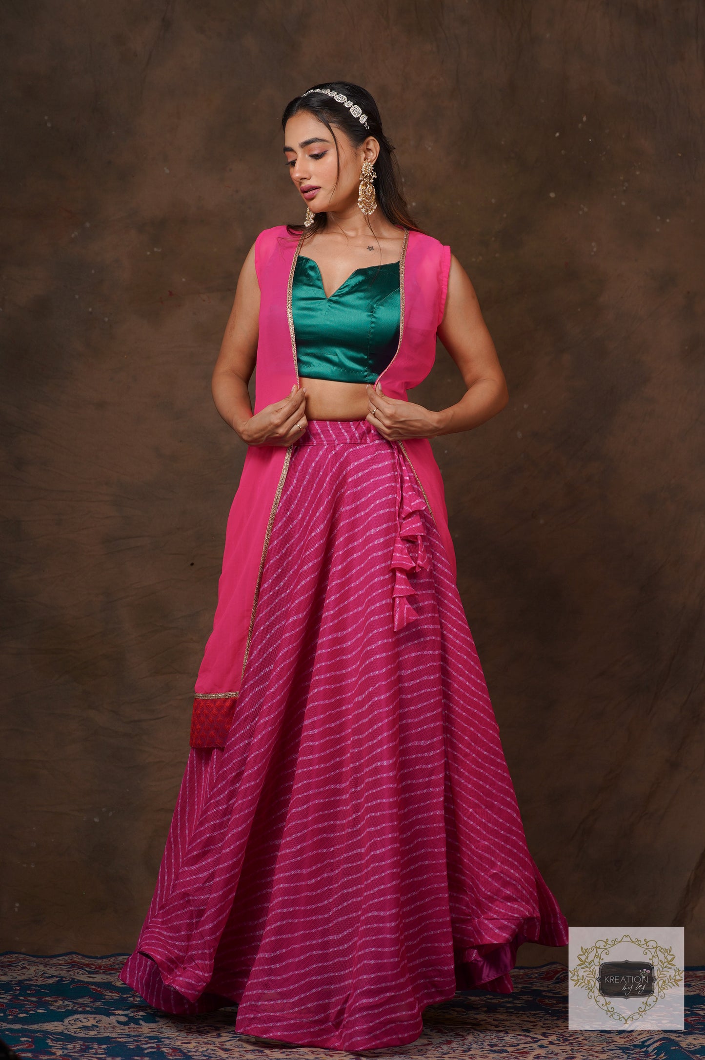 Hot Pink Leheriya Lehenga Set