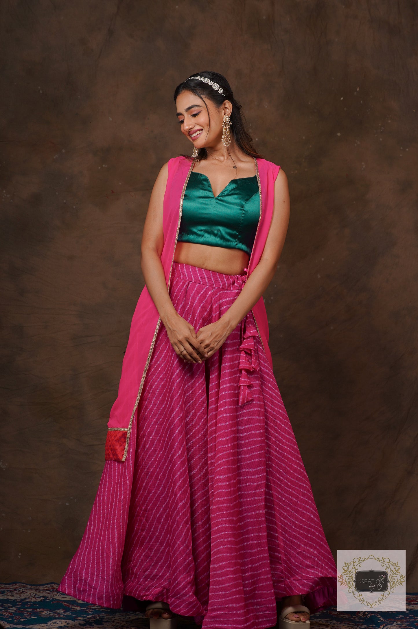 Hot Pink Leheriya Lehenga Set