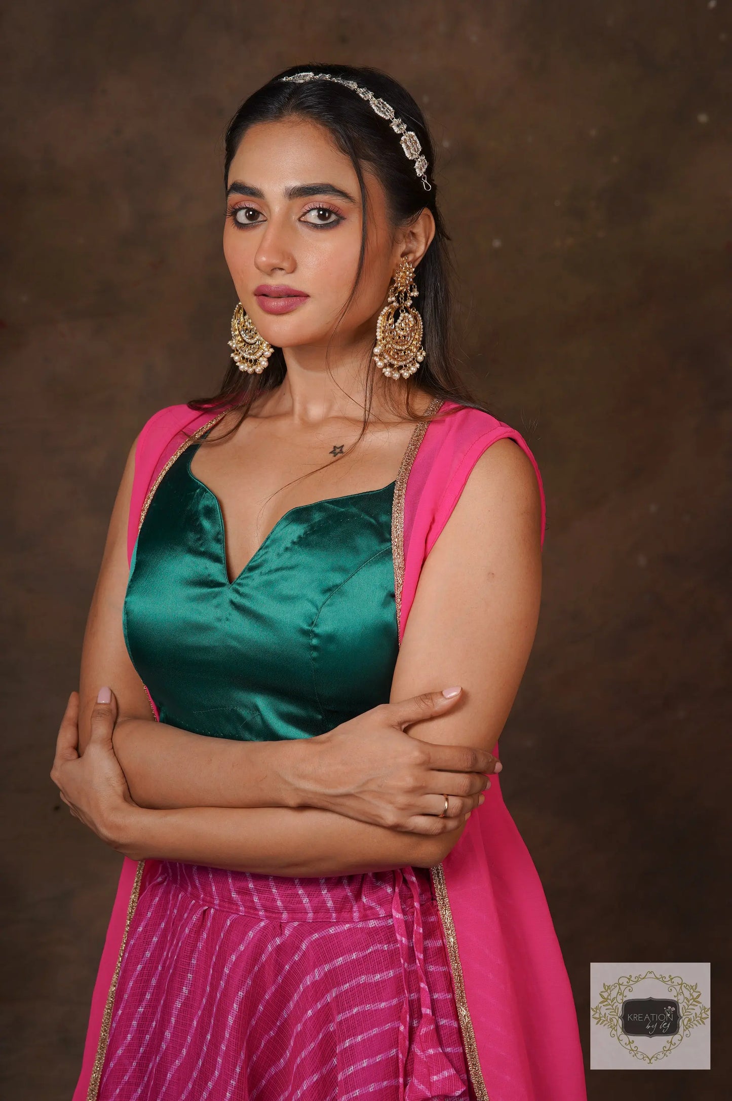 Hot Pink Leheriya Lehenga Set kreationbykj