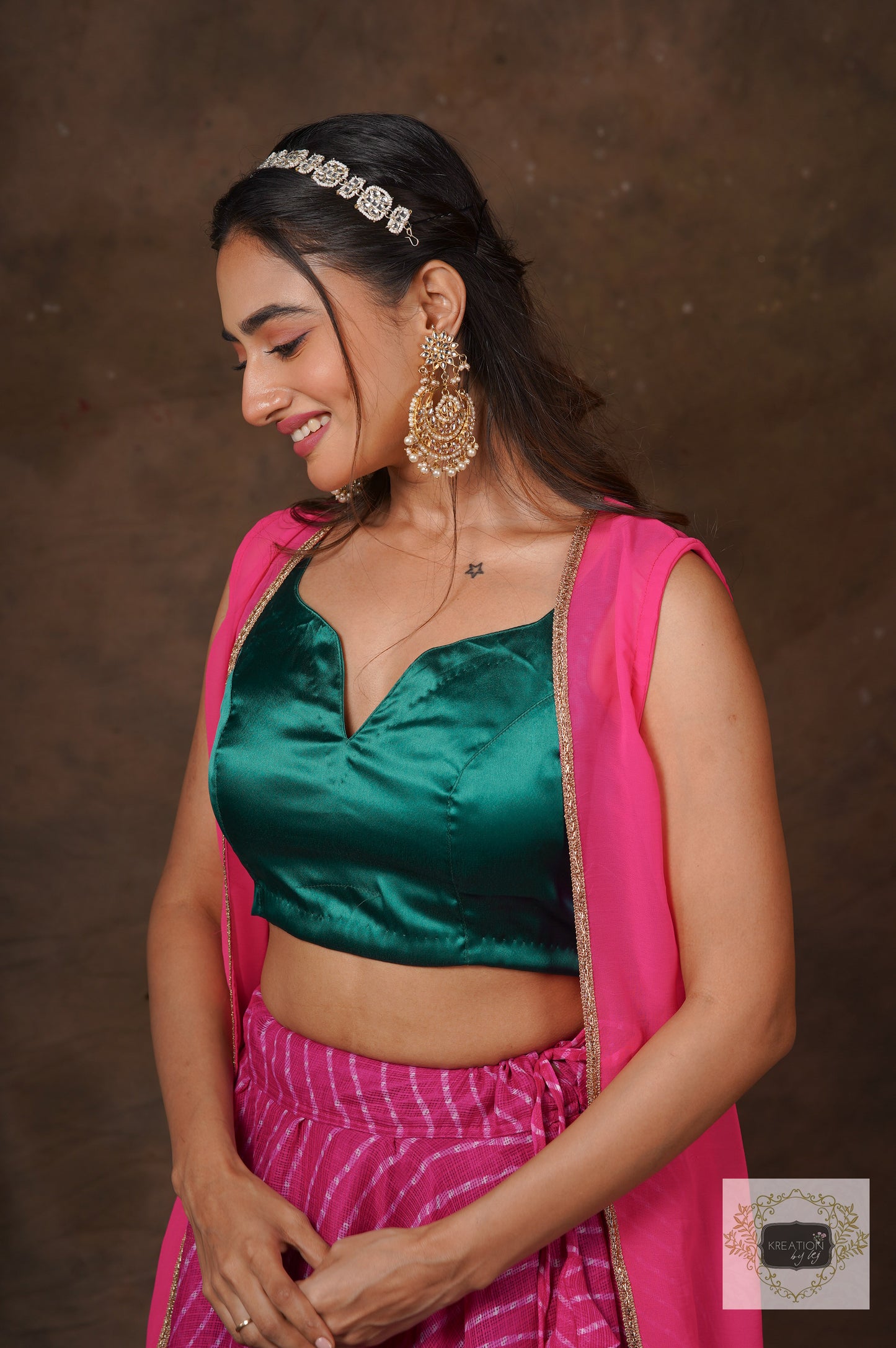 Hot Pink Leheriya Lehenga Set