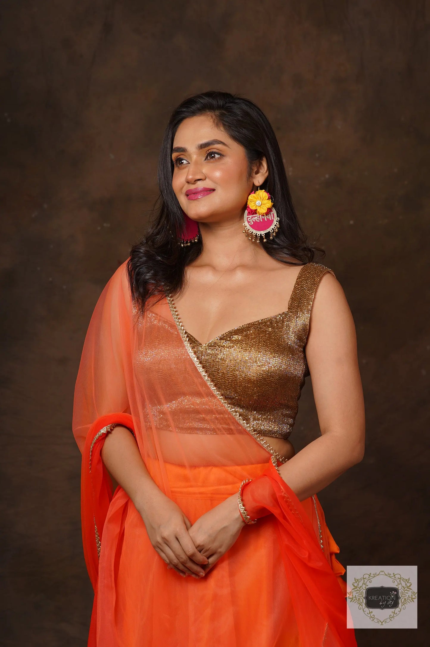 Orange Ombre Lehenga Set kreationbykj