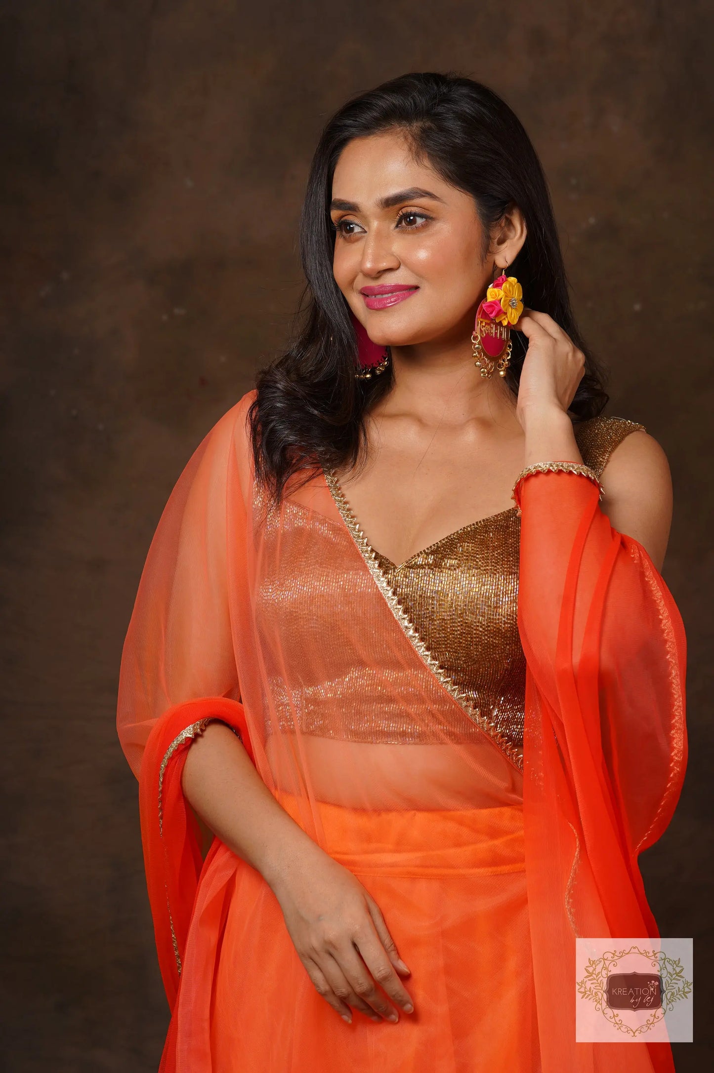 Orange Ombre Lehenga Set kreationbykj