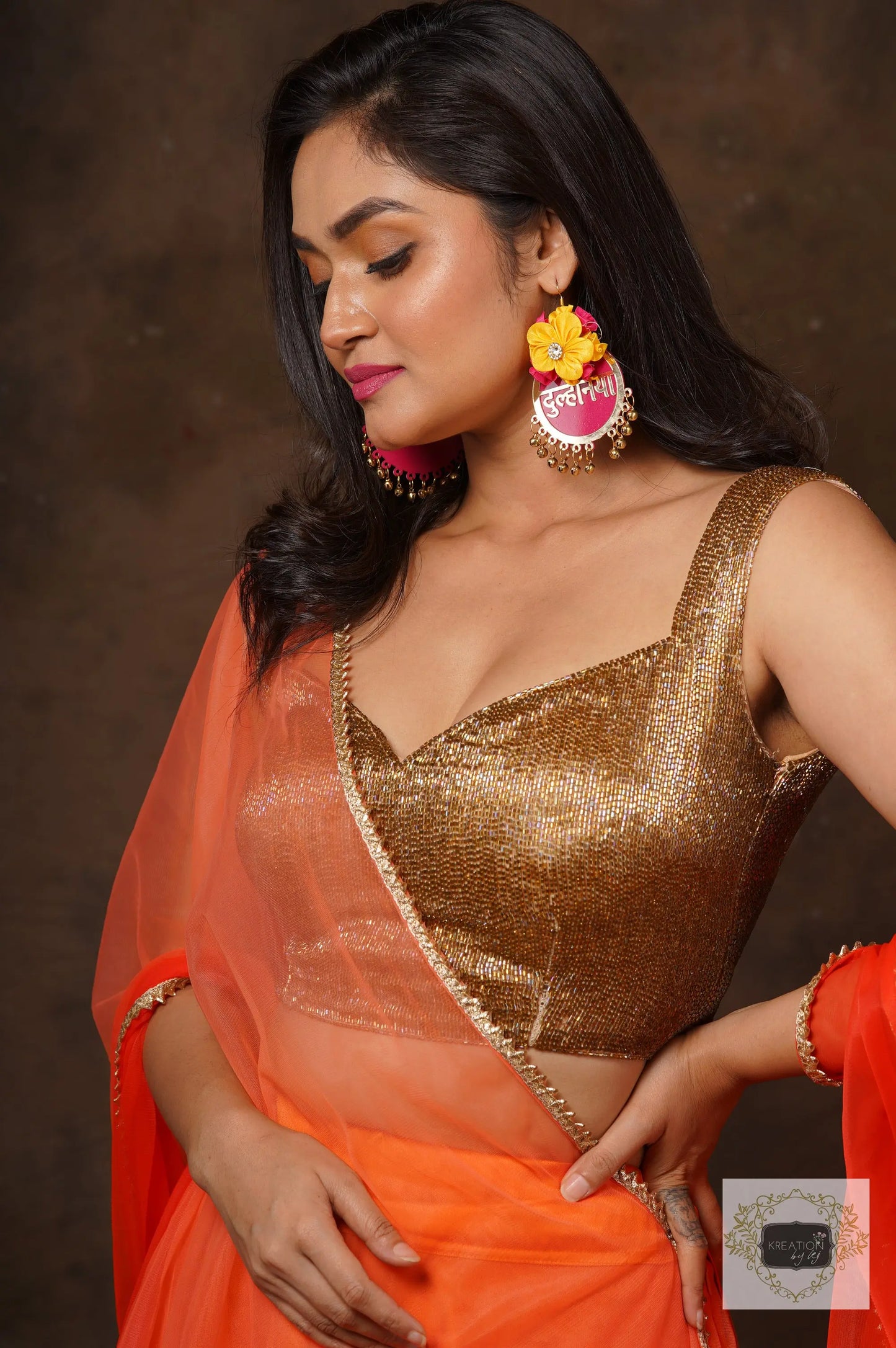 Orange Ombre Lehenga Set kreationbykj