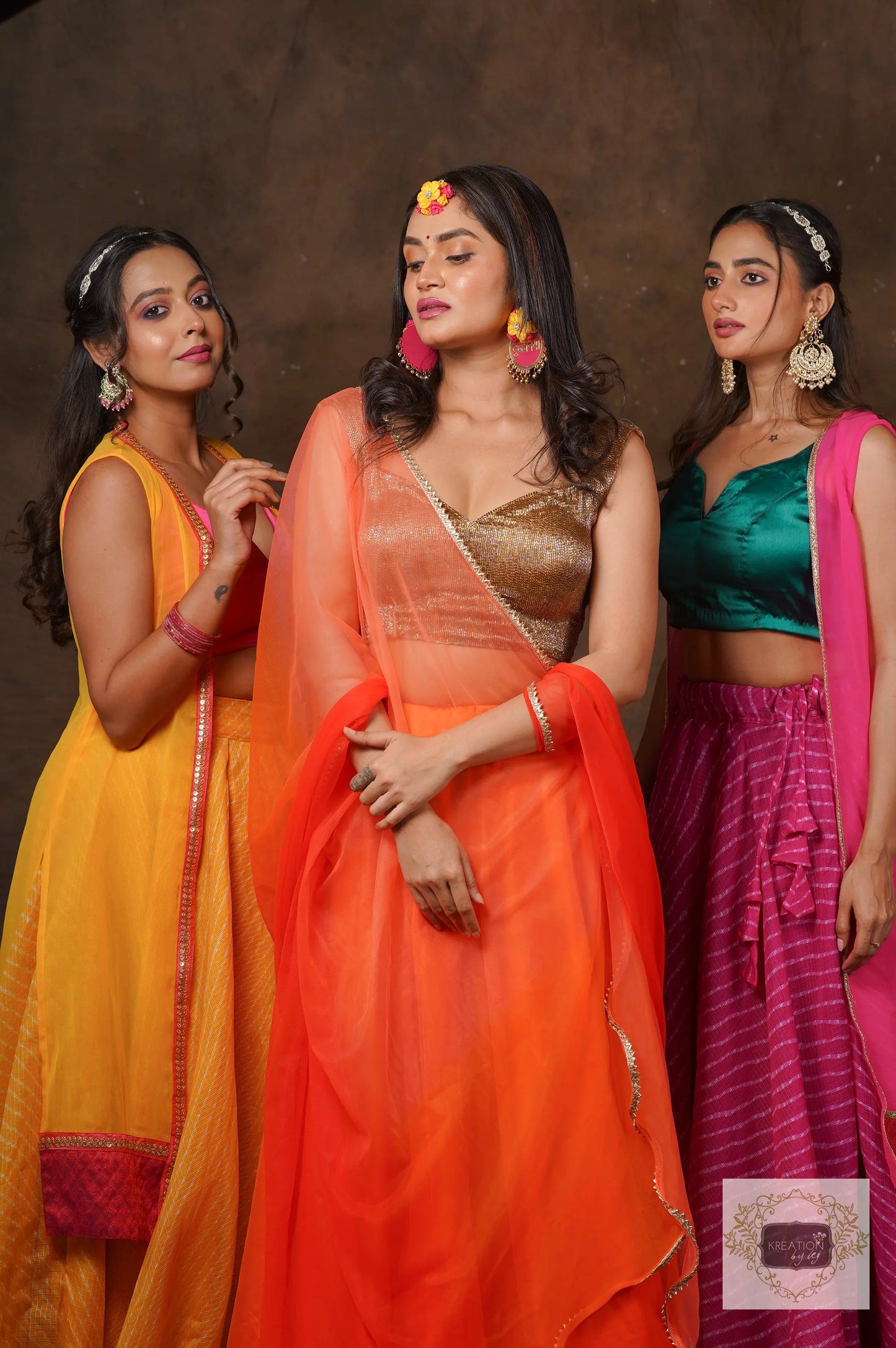 Orange Ombre Lehenga Set kreationbykj
