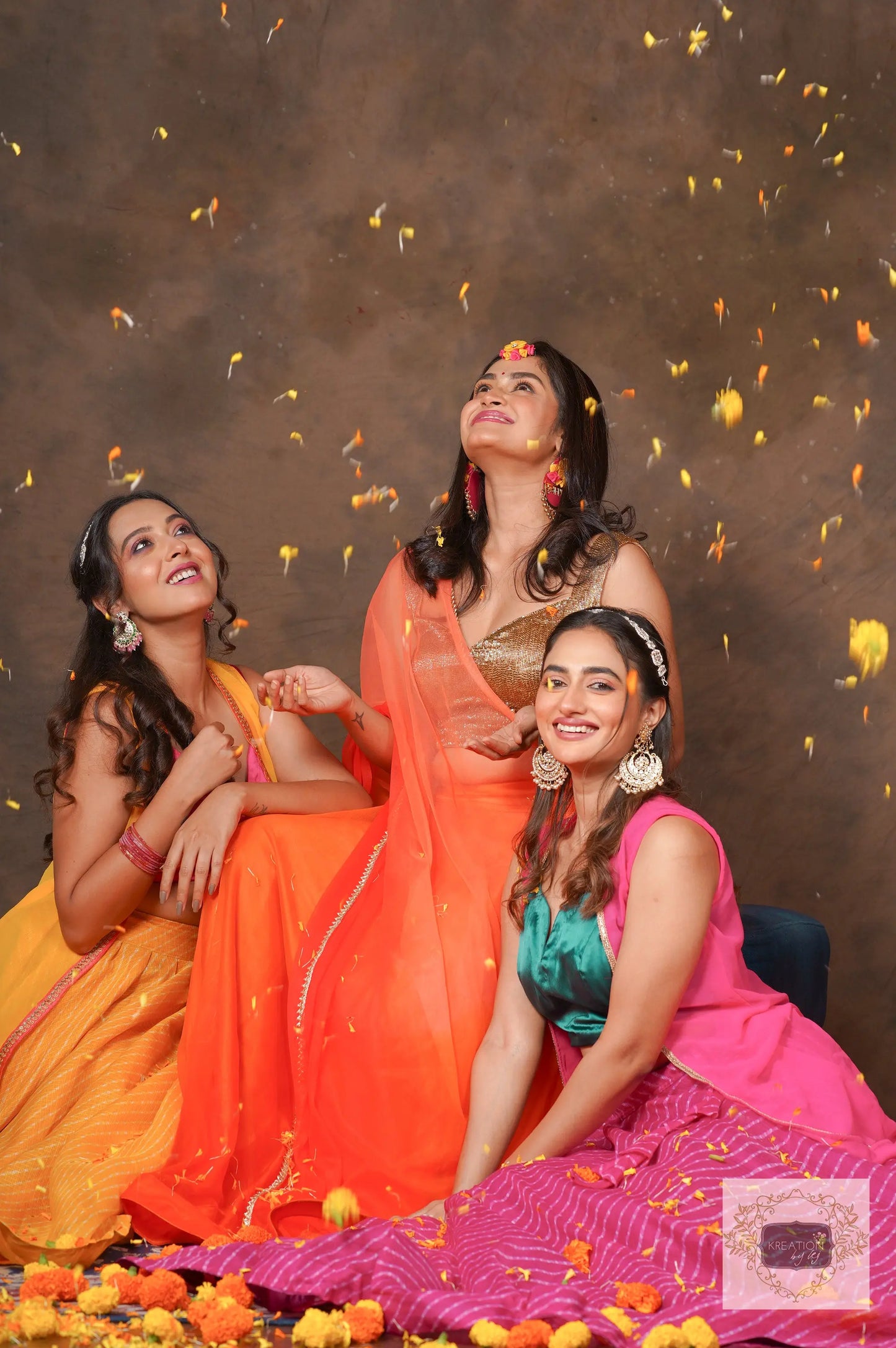 Yellow Leheriya Lehenga Set kreationbykj