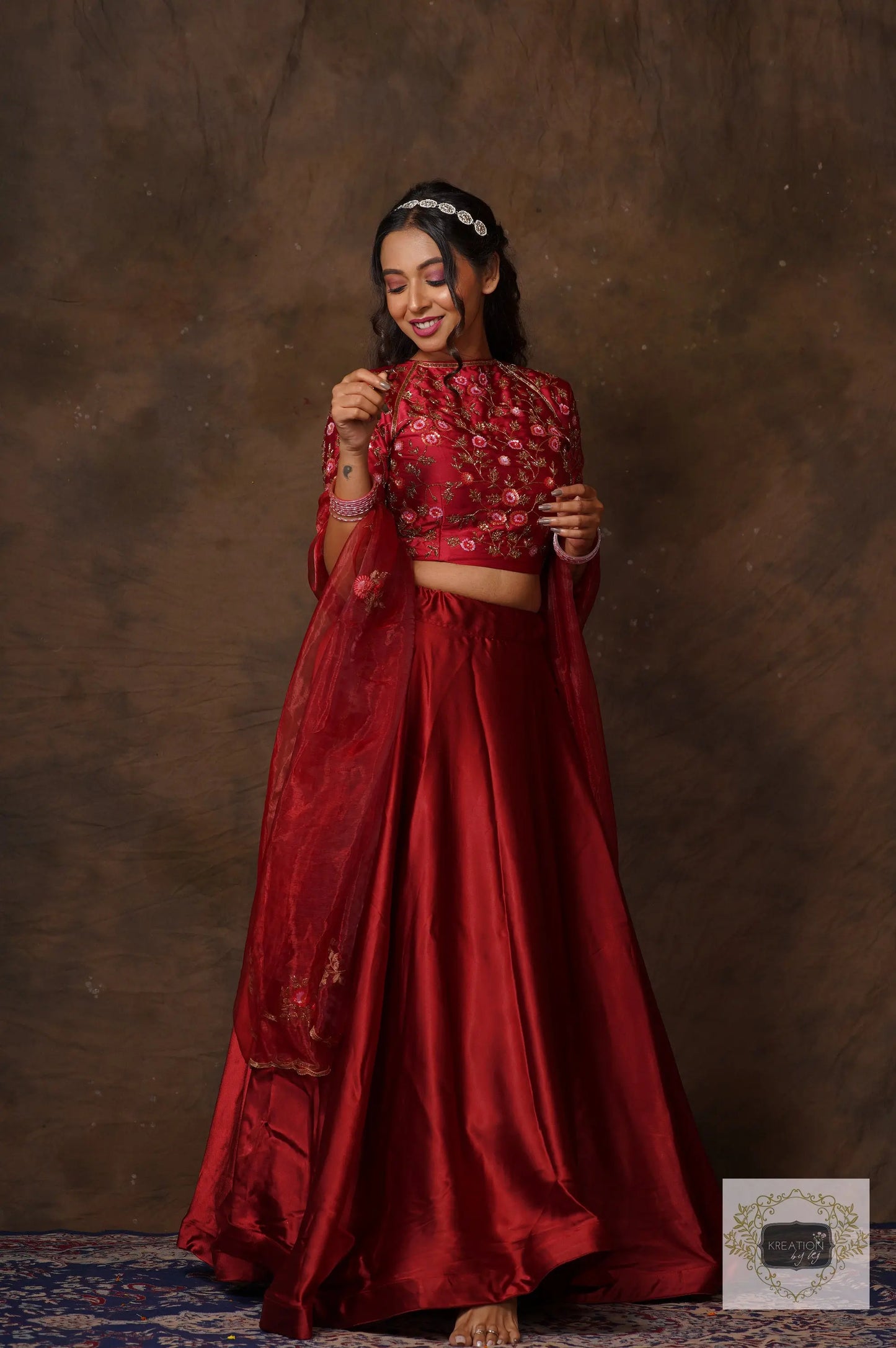 Maroon Sisters Before Mister Lehenga Set kreationbykj