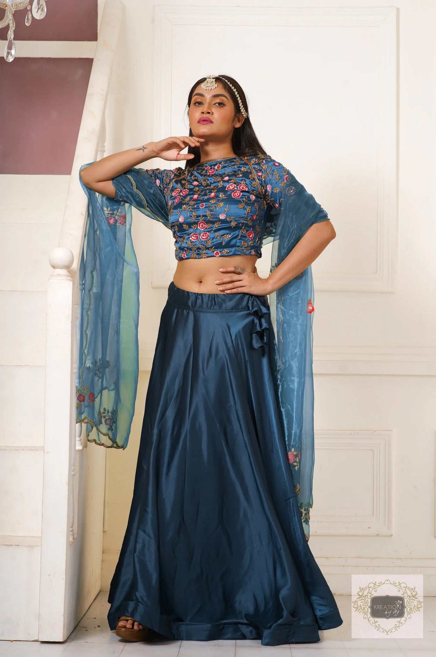 Cobalt Blue Sisters Before Mister Lehenga Set kreationbykj