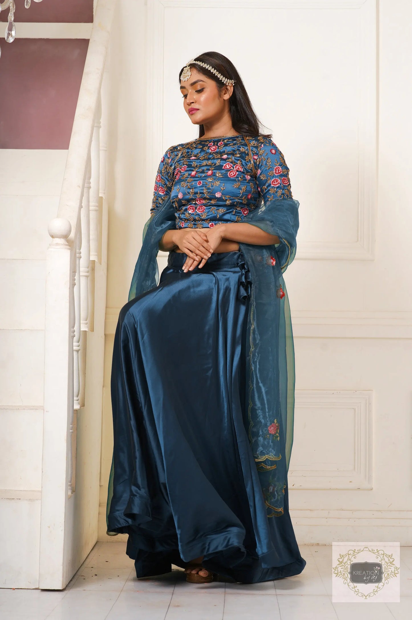 Cobalt Blue Sisters Before Mister Lehenga Set kreationbykj
