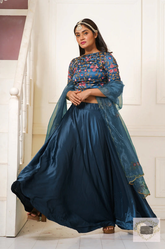 Cobalt Blue Sisters Before Mister Lehenga Set kreationbykj