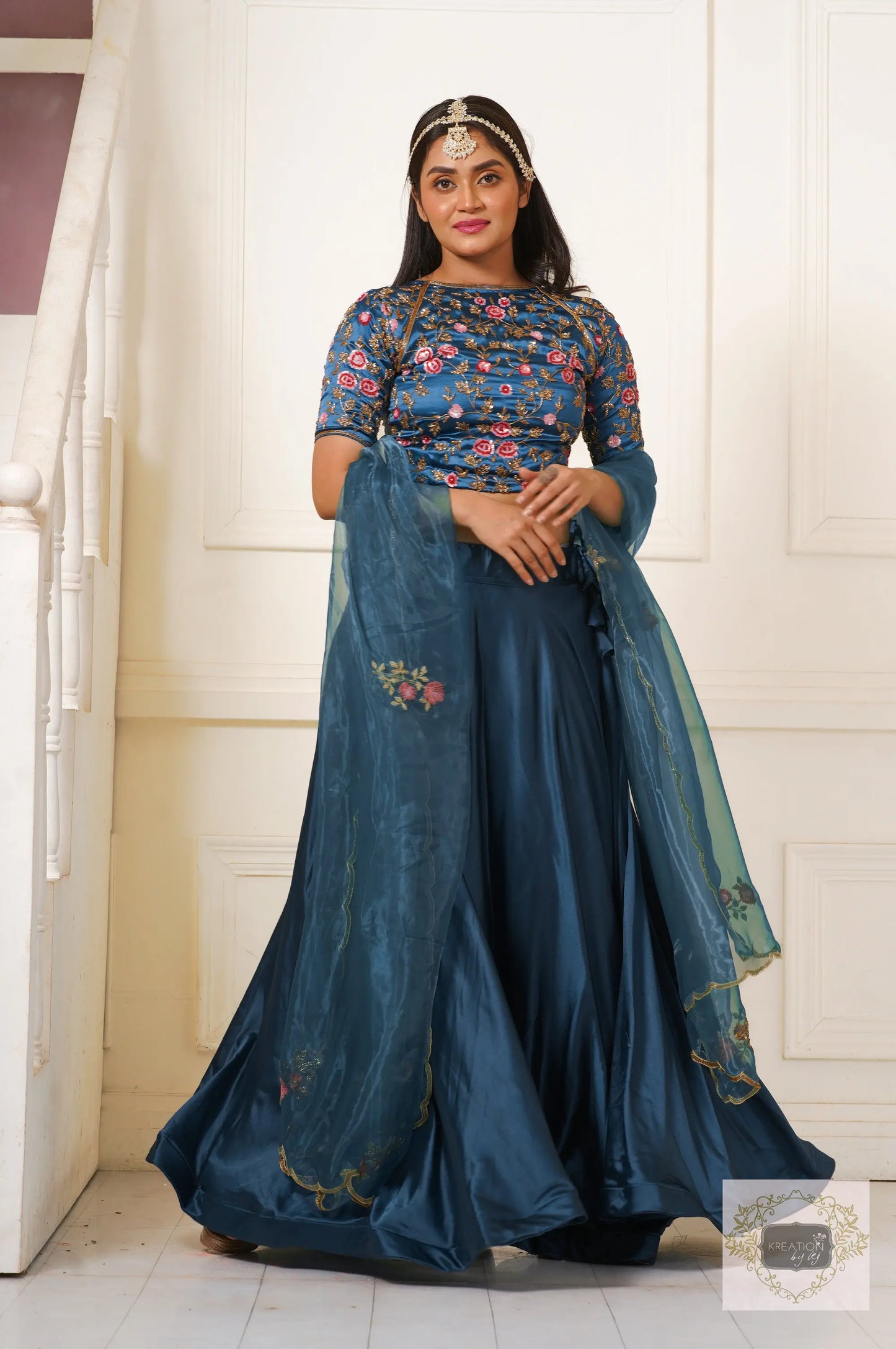 Cobalt Blue Sisters Before Mister Lehenga Set kreationbykj