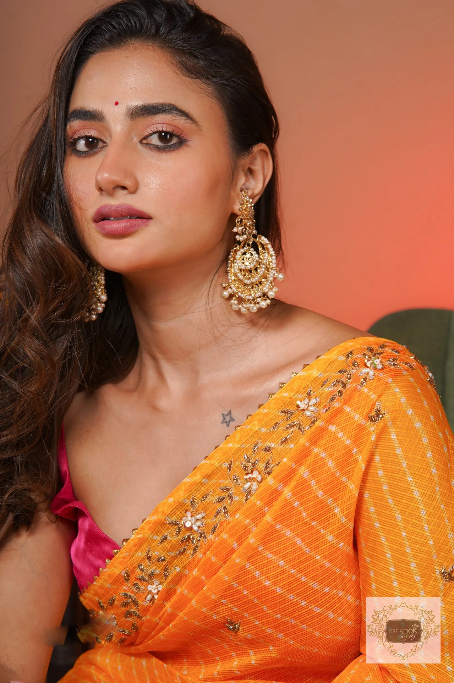 Yellow Chandani Leheriya Saree kreationbykj